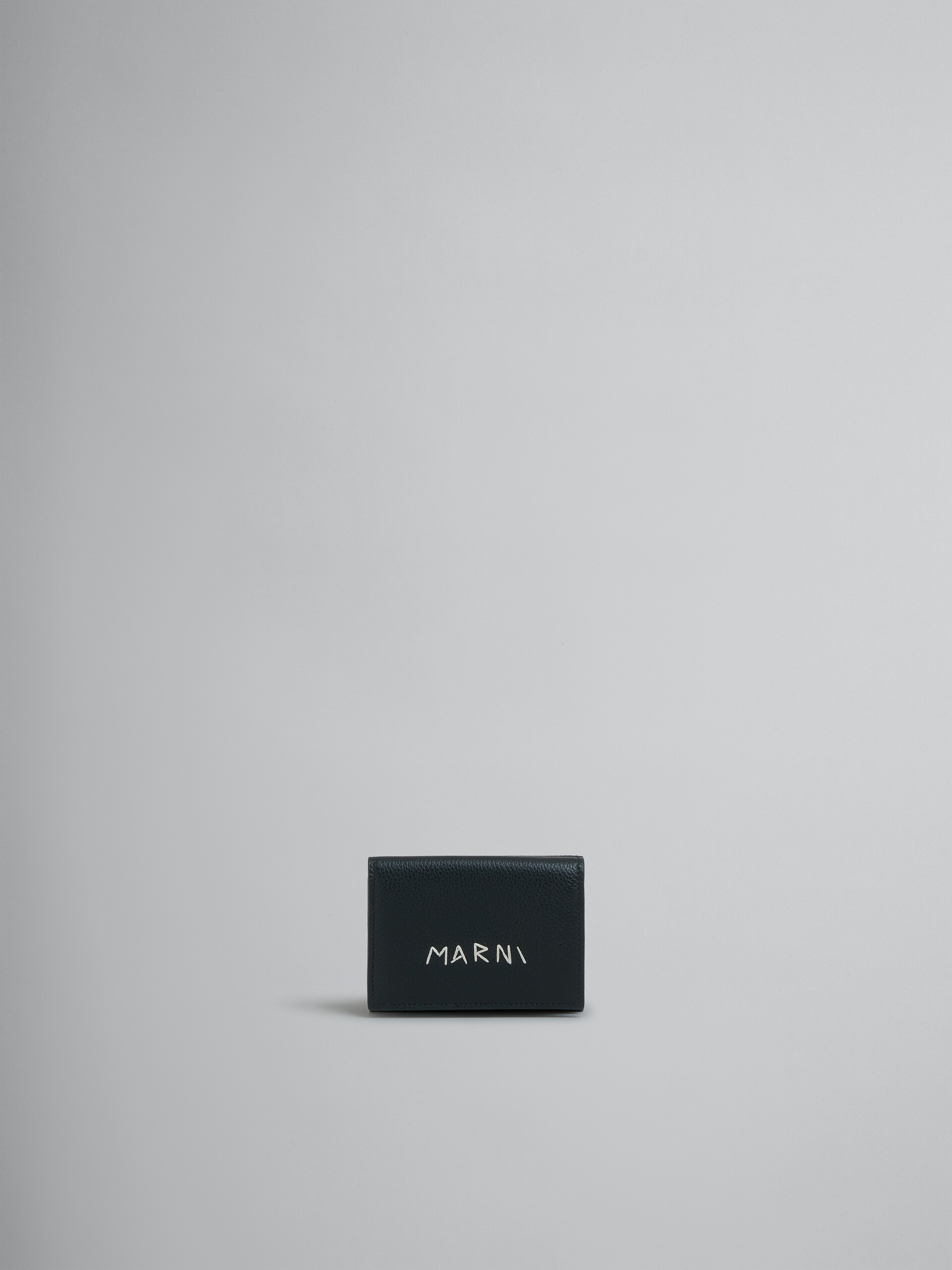 Dreifache Faltbrieftasche aus Leder mit Marni-Flicken in Schwarz - Brieftaschen - Image 1