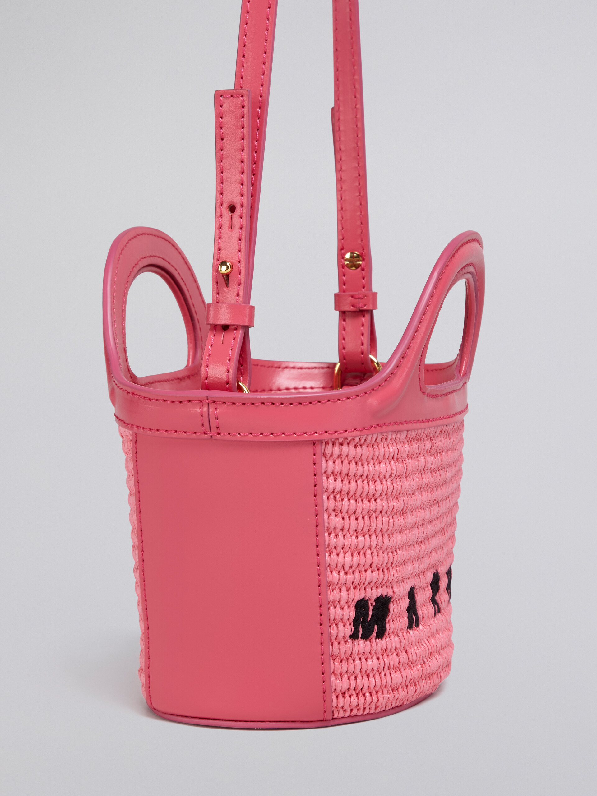 TROPICALIA micro bag in pink leather and raffia - Handbag - Image 5
