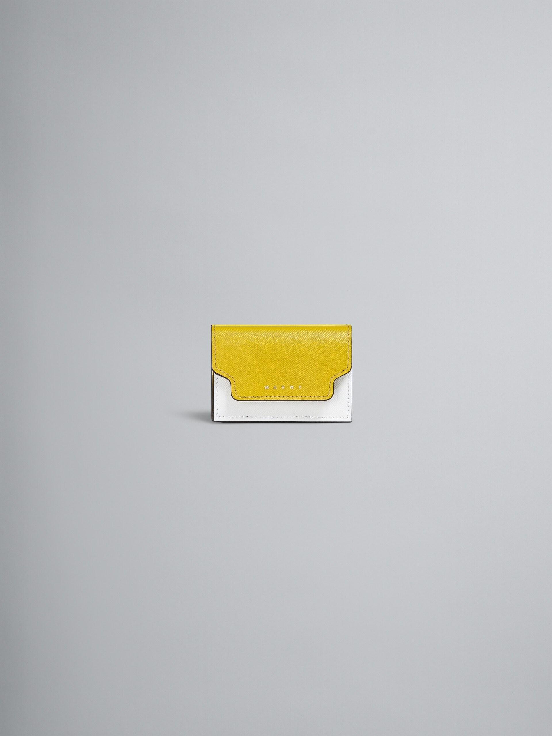 Yellow and white saffiano leather tri-fold wallet - Wallets - Image 1