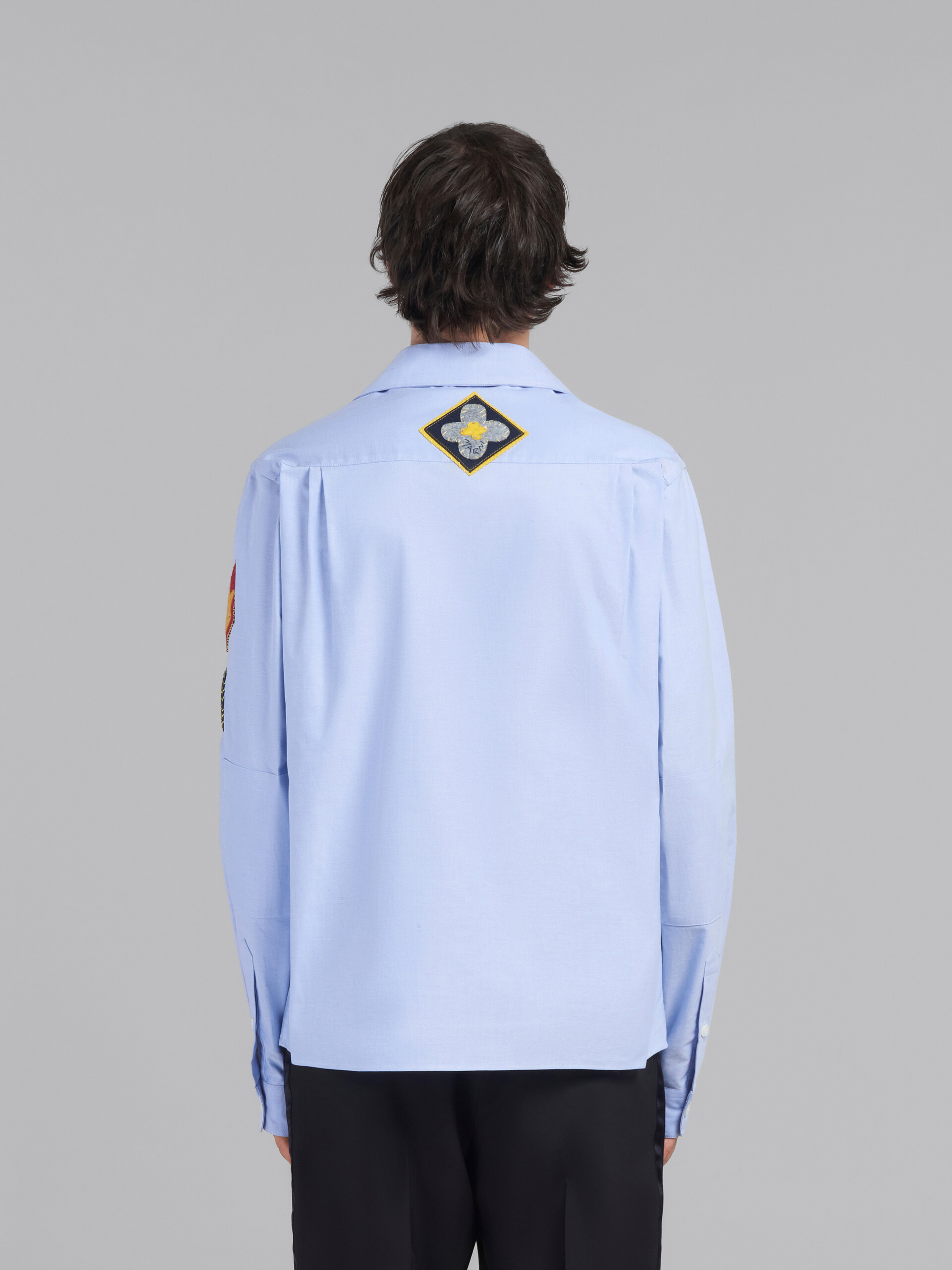 Blue cotton Oxford shirt with patches - Shirts - Image 3