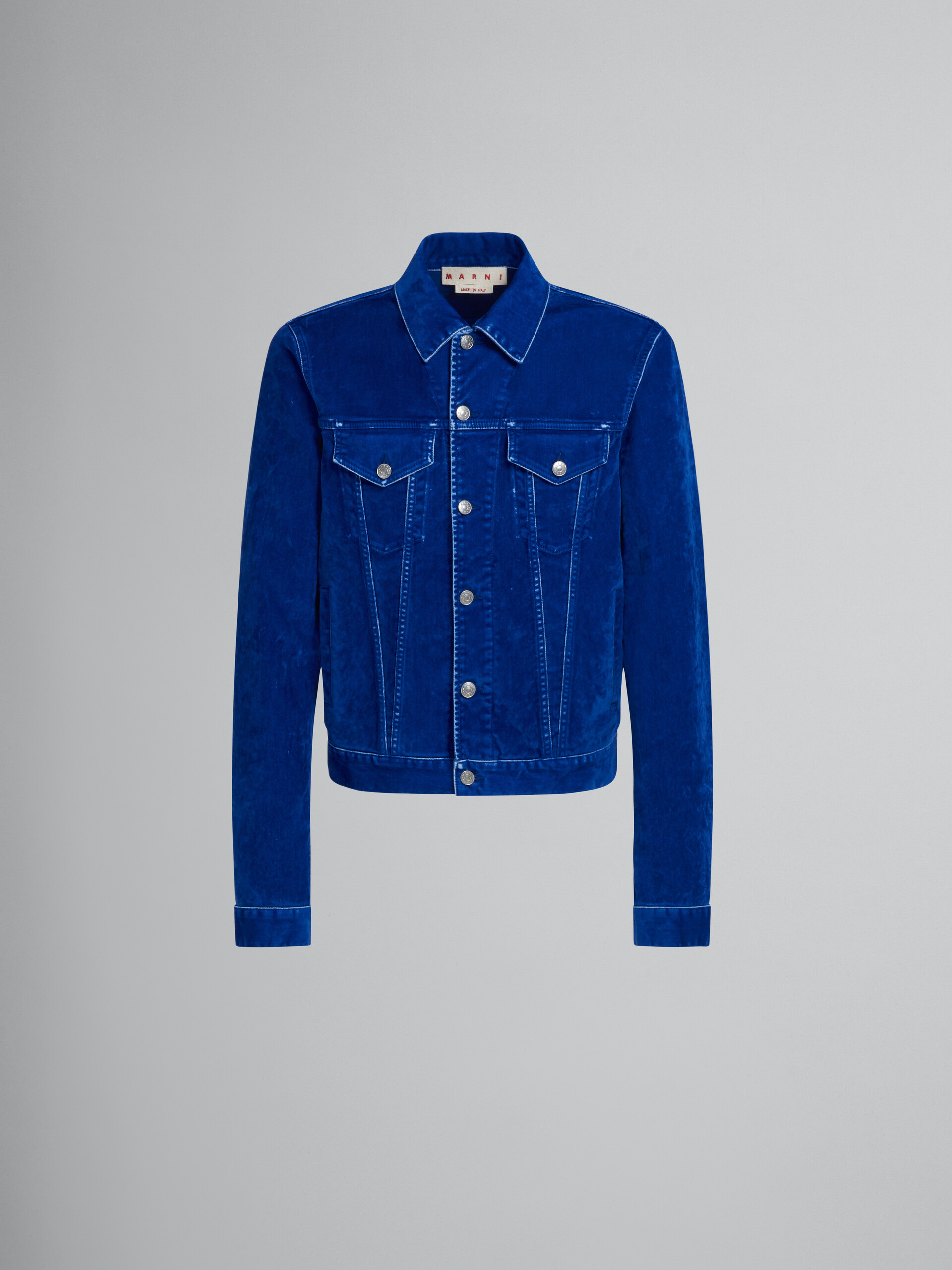 Blue flocked denim trucker jacket - Jackets - Image 1