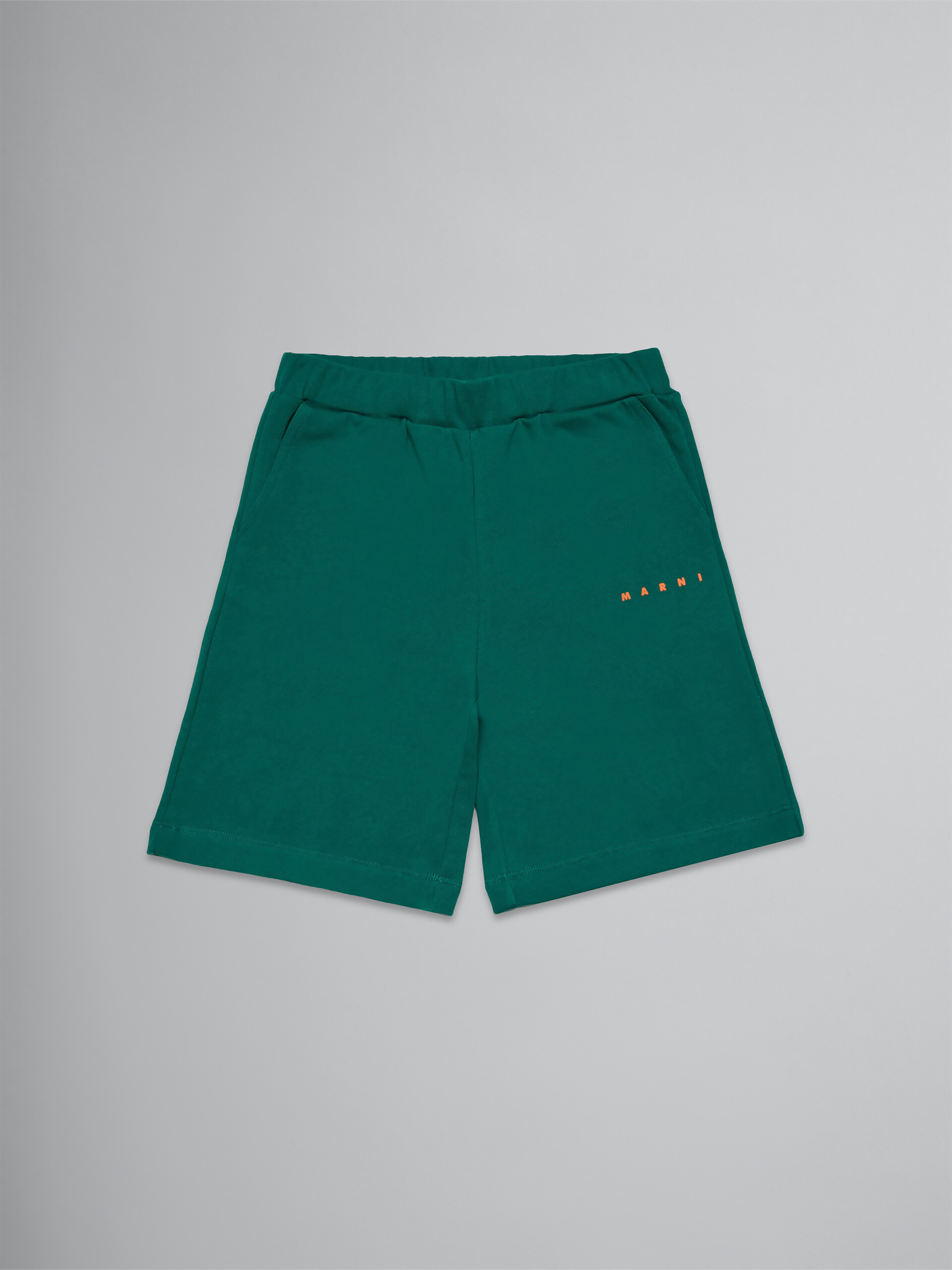 Green fleece shorts with logo - Pants - Image 1