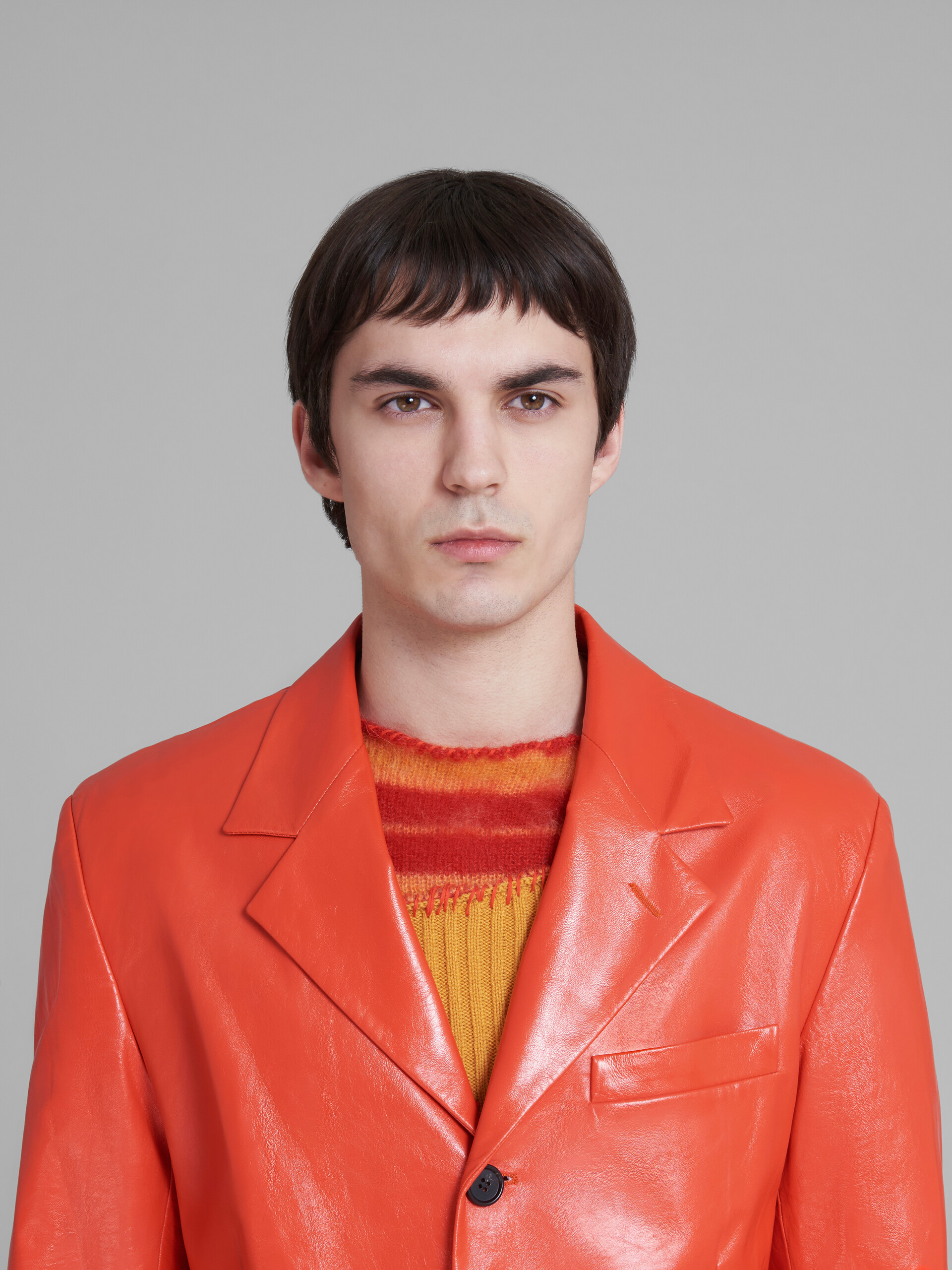 Red single-breasted blazer in ultralight naplak leather - Jackets - Image 4