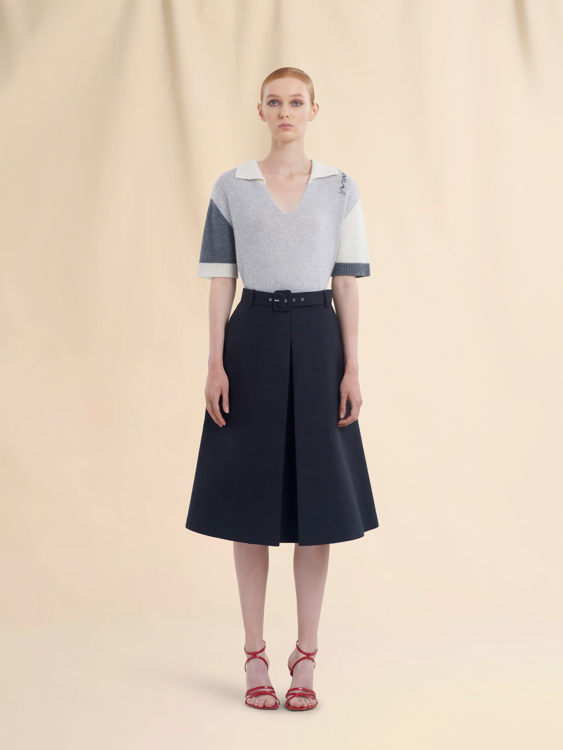 Black cotton A-line skirt with Marni Symbol - Skirts - Image 2