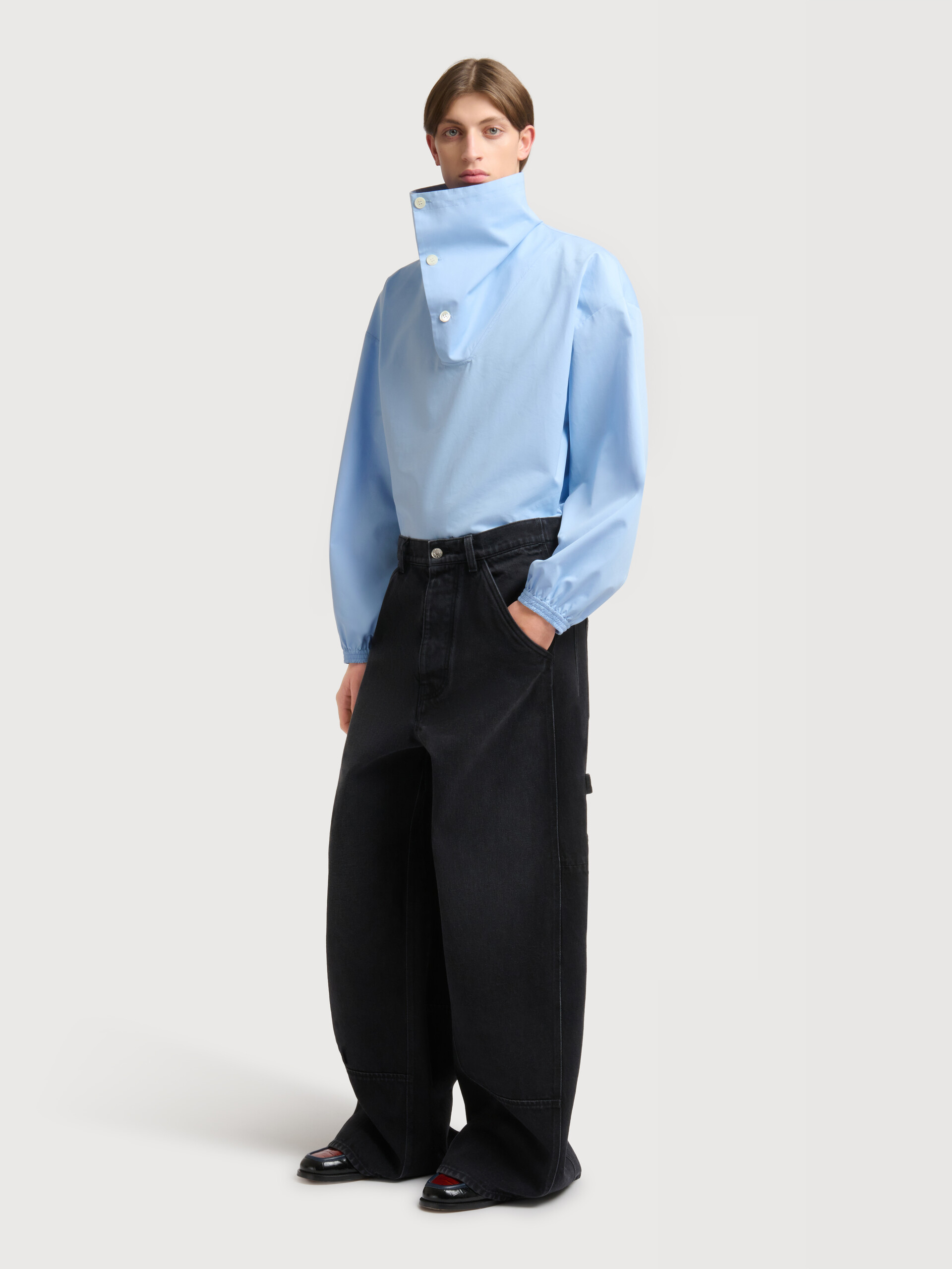 Black denim oversized workwear trousers - Pants - Image 2