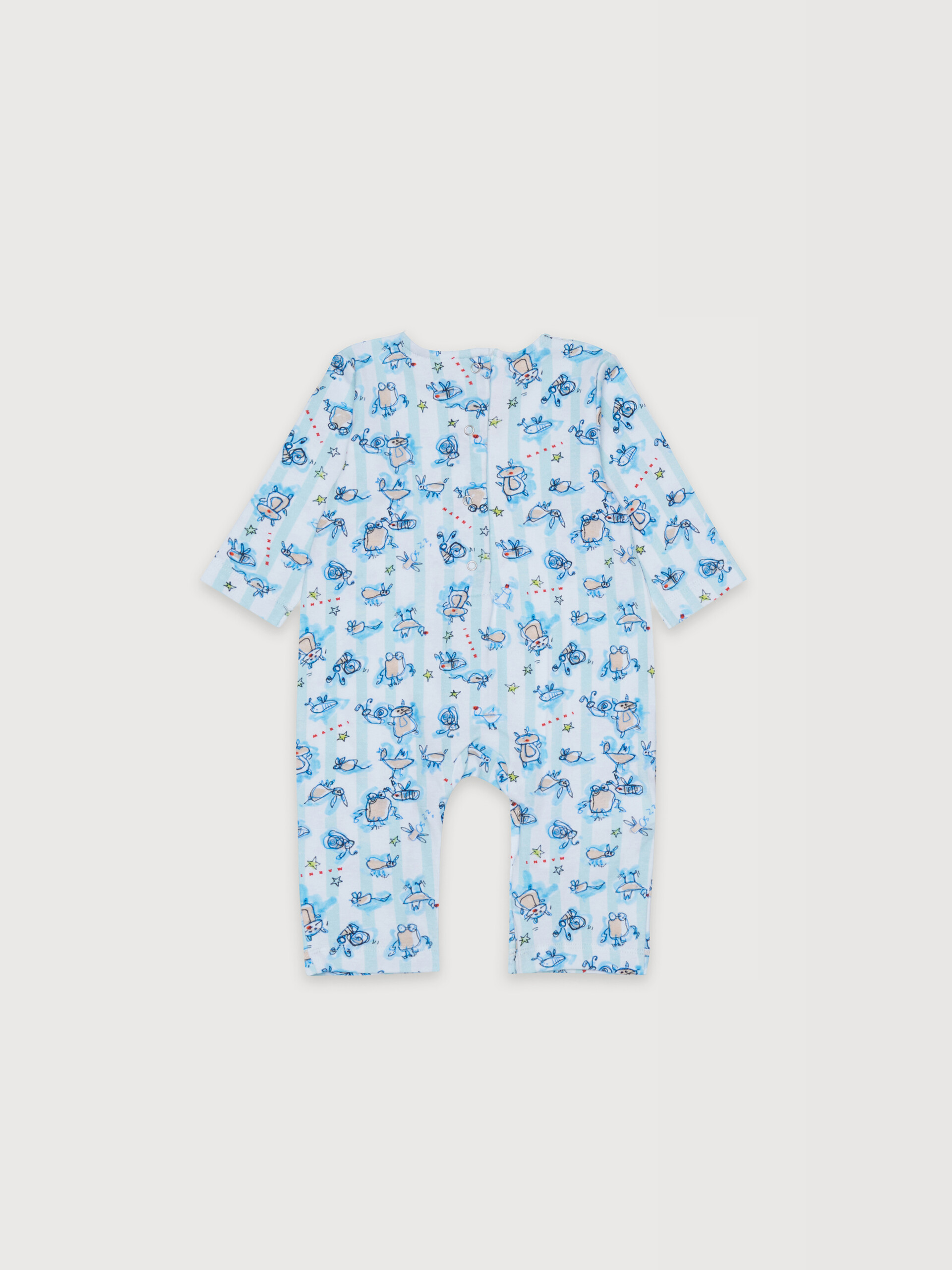 Light blue cotton newborn set with all-over print - Knitwear - Image 2