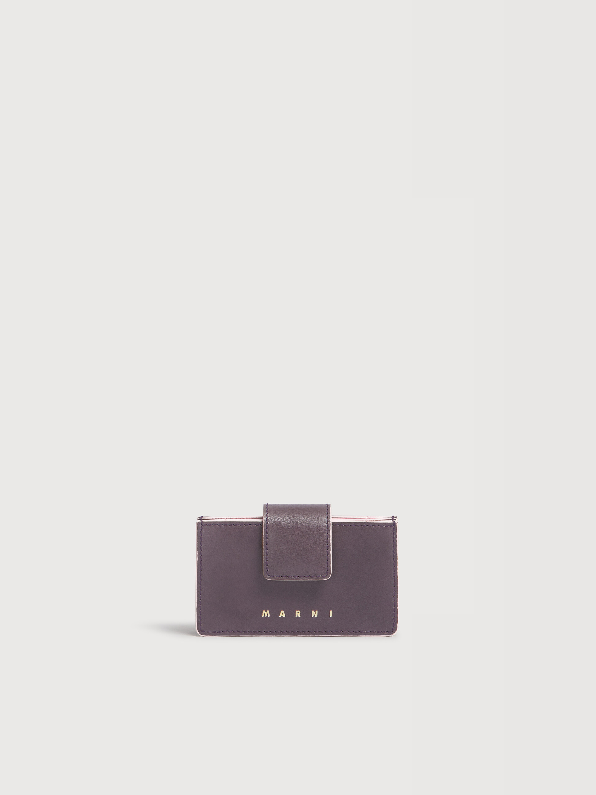 Purple leather cardholder with foil logo - Wallets - Image 1