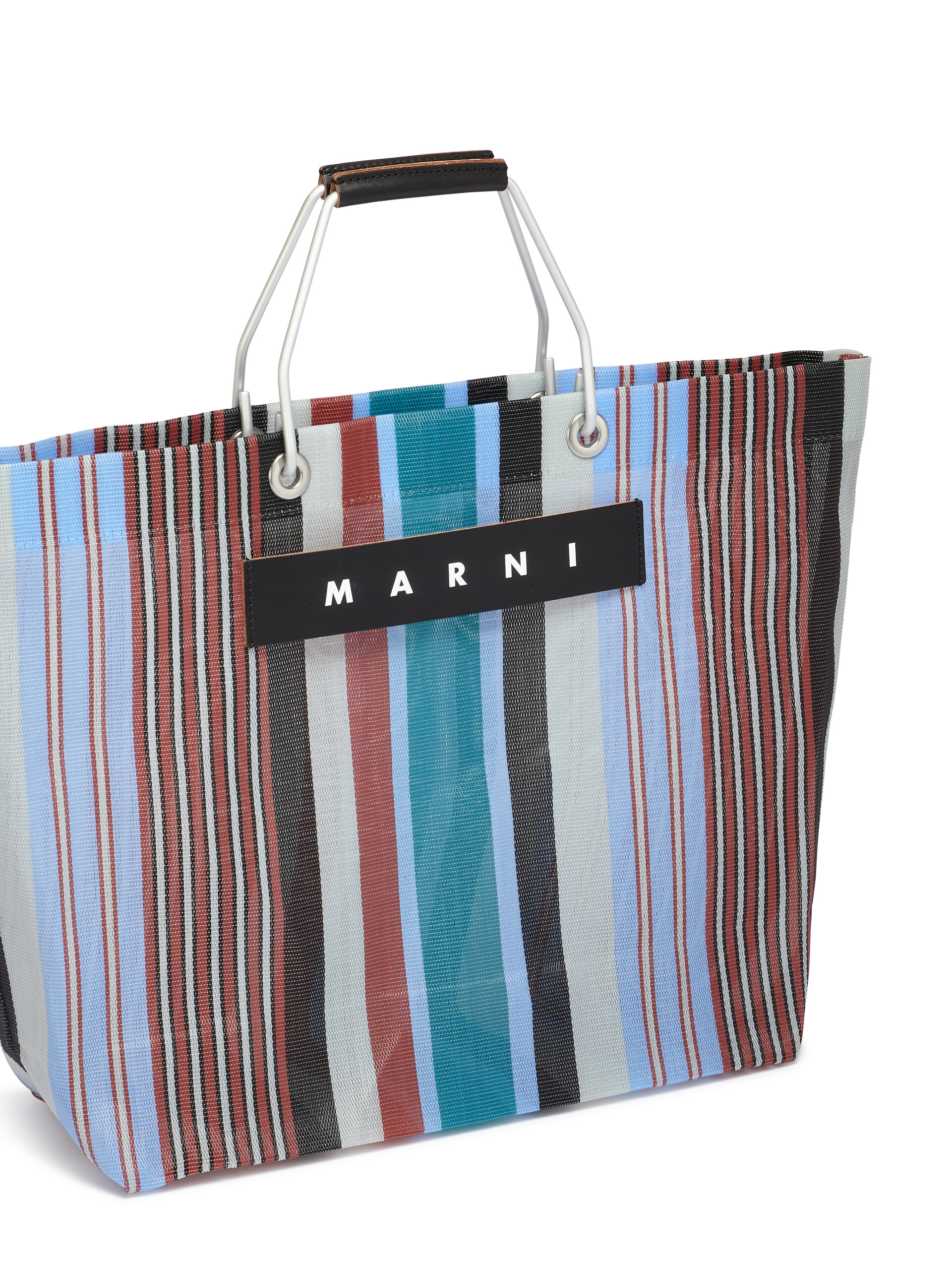 MARNI MARKET STRIPE mehrfarbige blaue Tasche - Shopper - Image 4