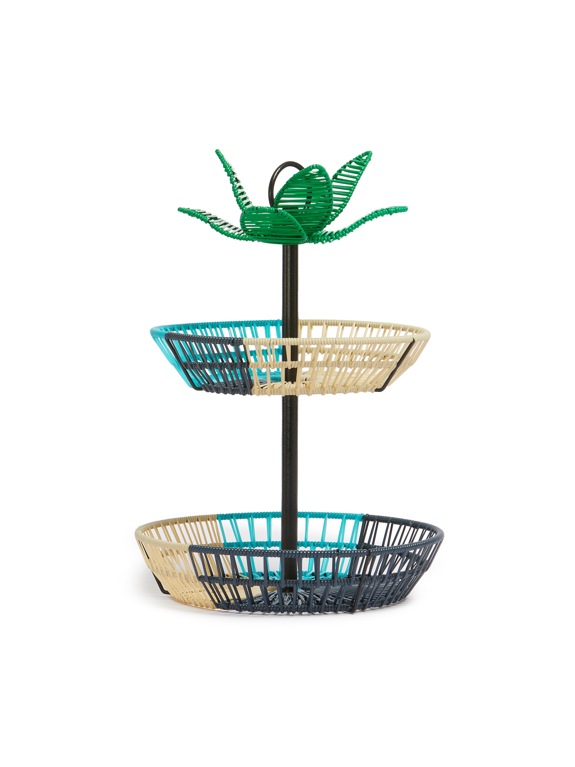 Turquoise And Beige Marni Market Two-Tier Leaf Fruit Basket - Accessories - Image 2