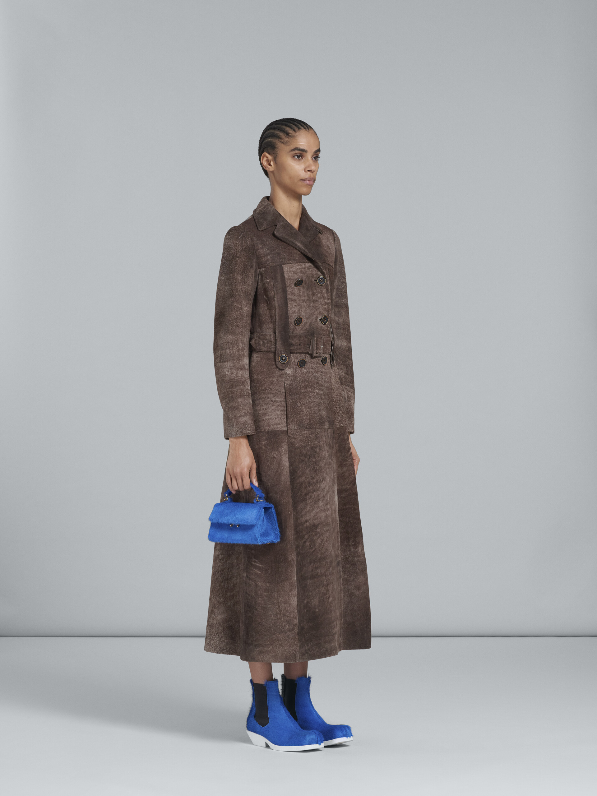 Dark brown leather coat - Coats - Image 6