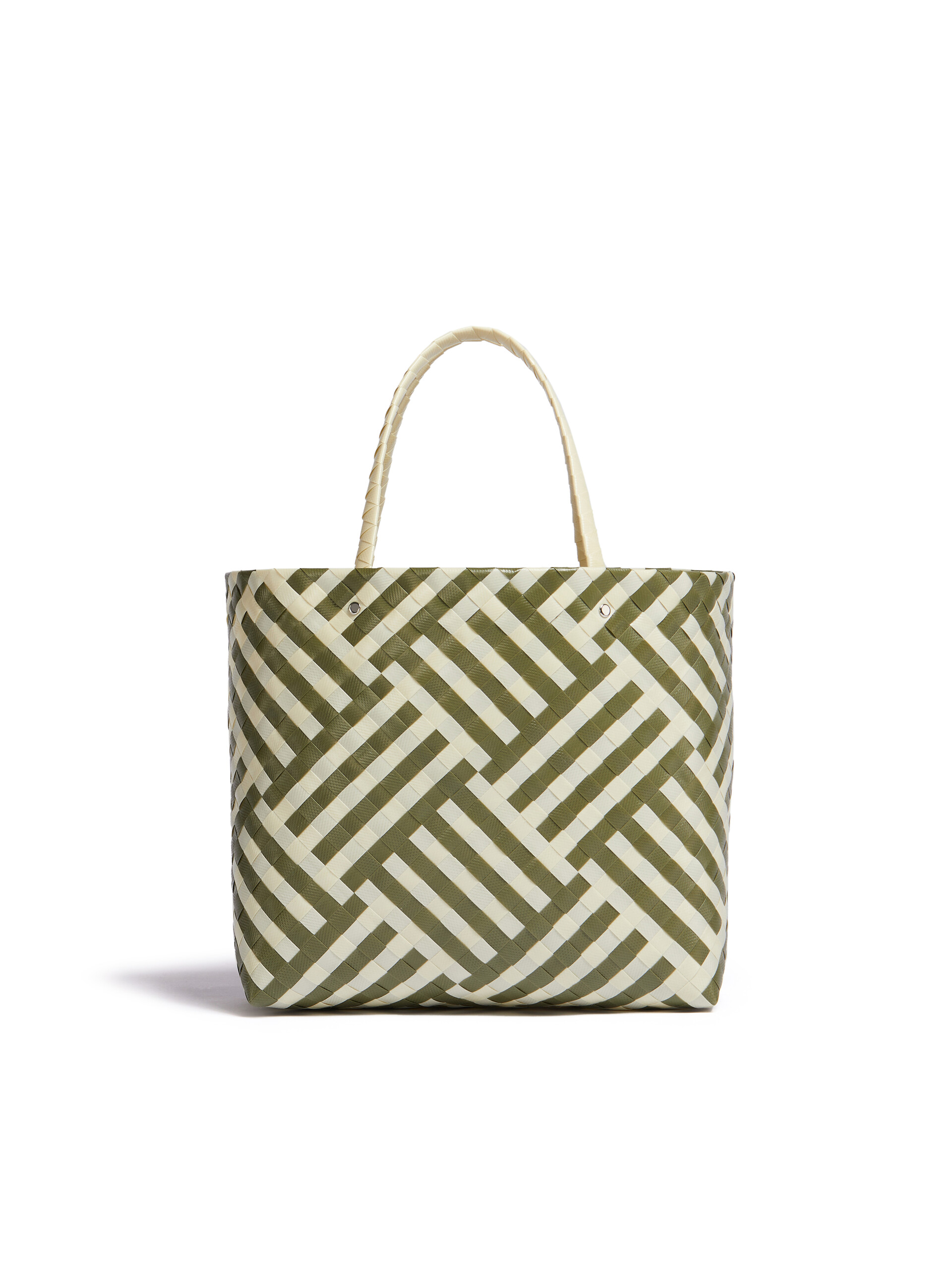 Green and white MARNI MARKET CHECK BASKET bag - Shopping Bags - Image 3