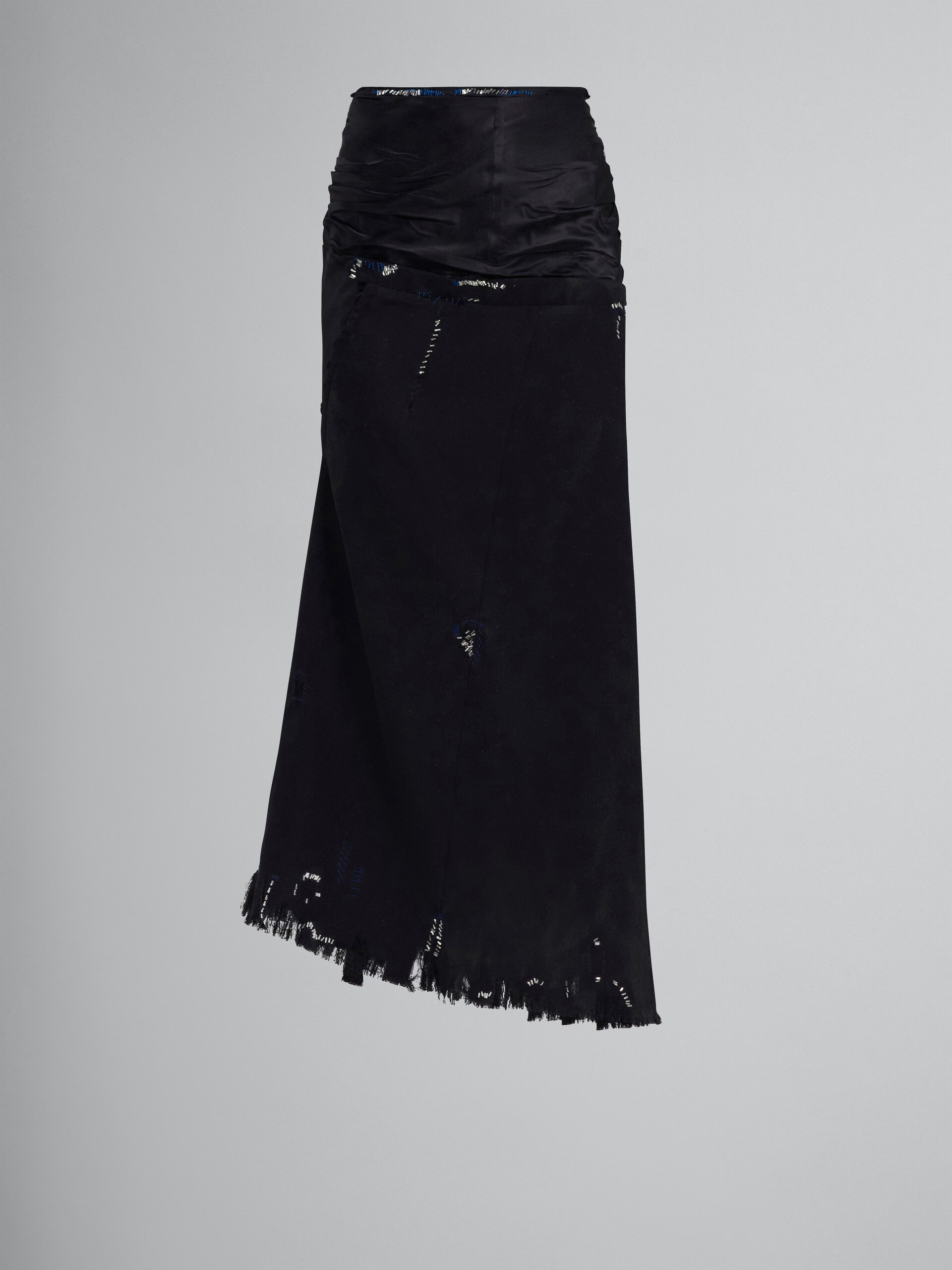 Black wool skirt with embroidery - Skirts - Image 1