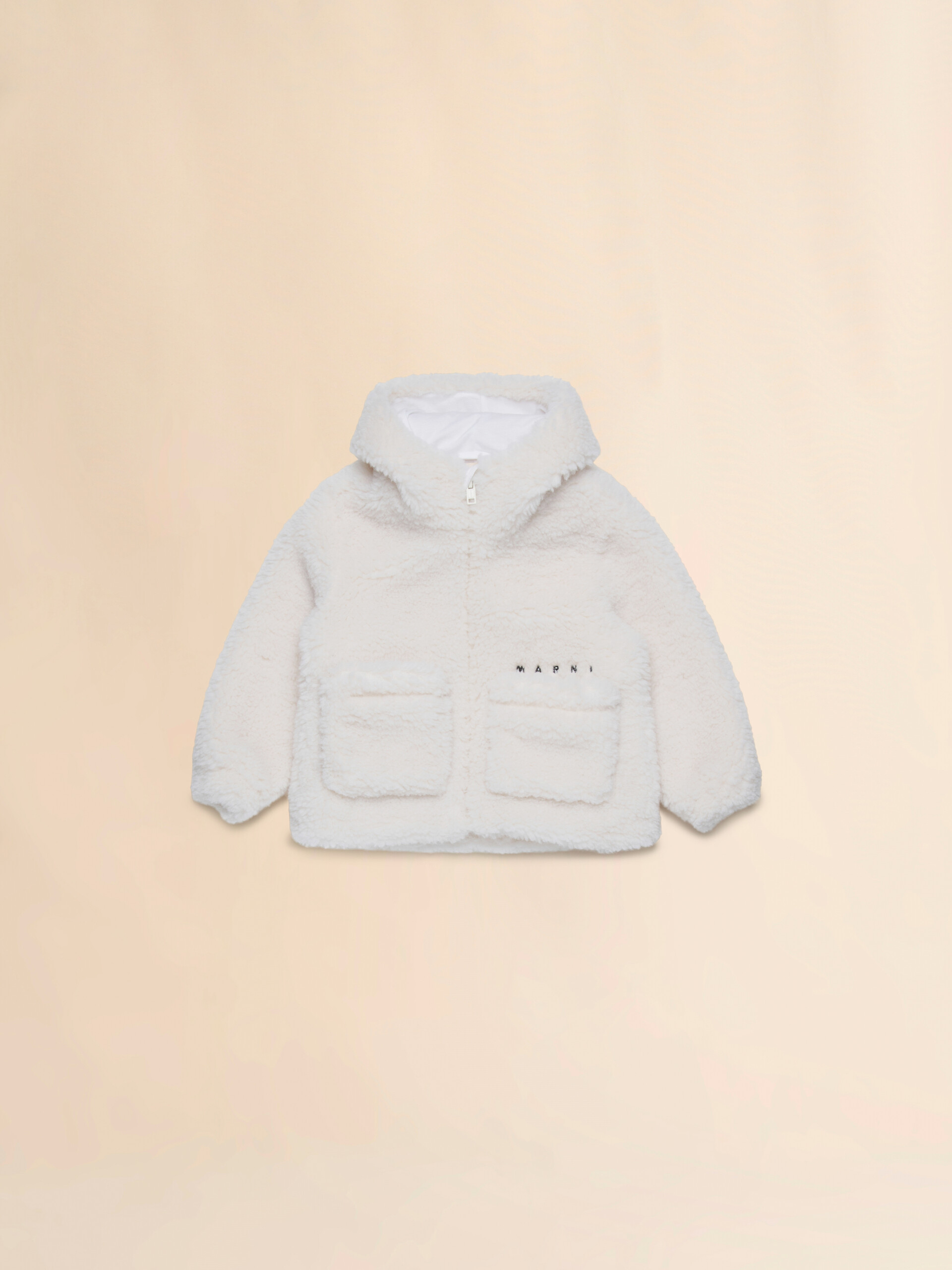 ジャケット・アウター EMBROIDERED FAUX FUR HOODED JACKET WHITE FAUX FUR HOODIE JACKET - Ecru | ZARA United States