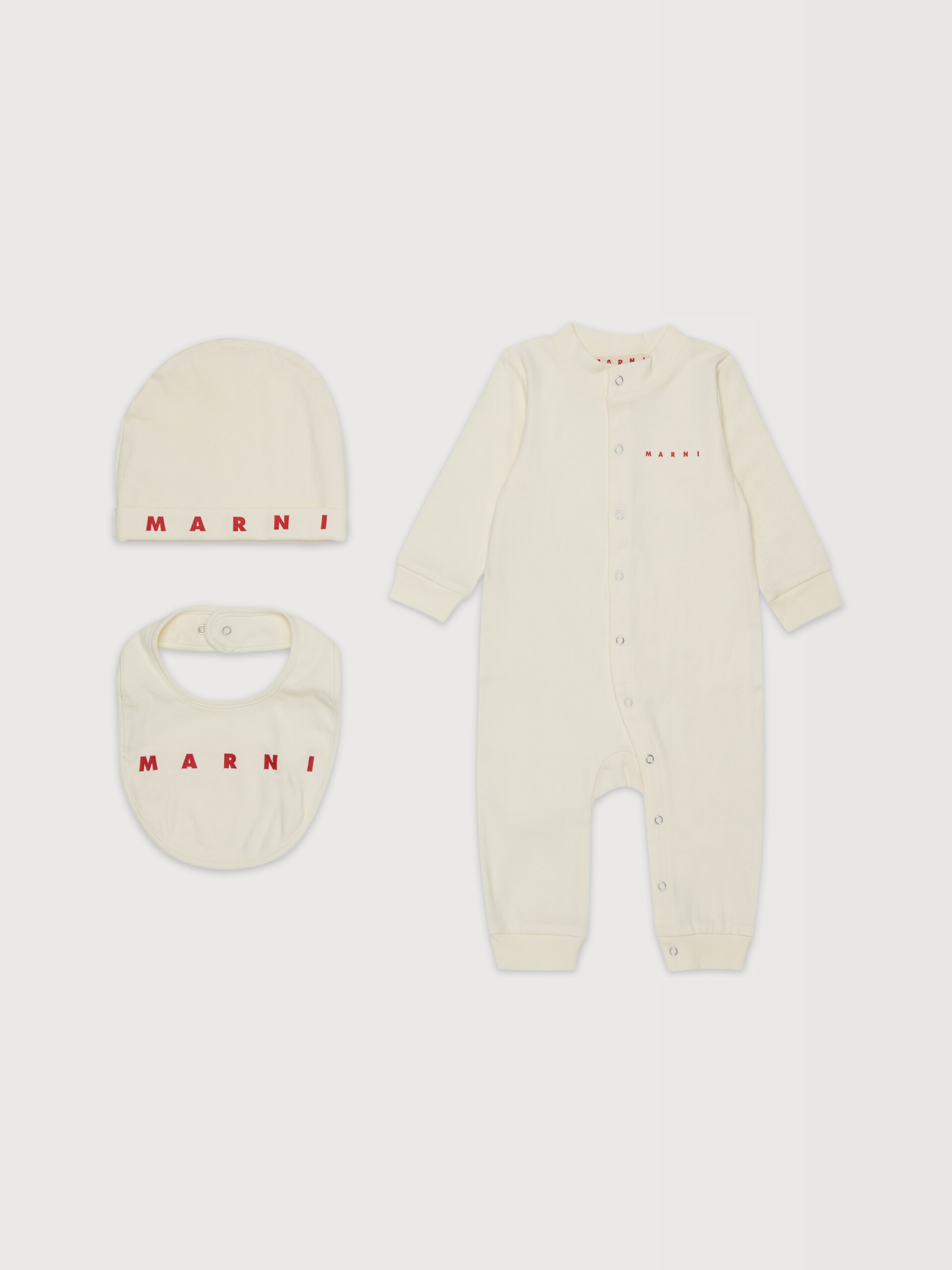 Beige cotton newborn set with Marni logo - Knitwear - Image 1