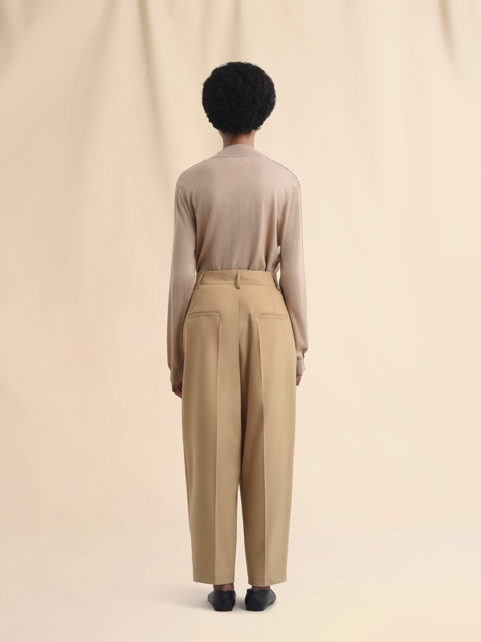 Soft beige wool blend trousers with Marni Symbol - Pants - Image 3