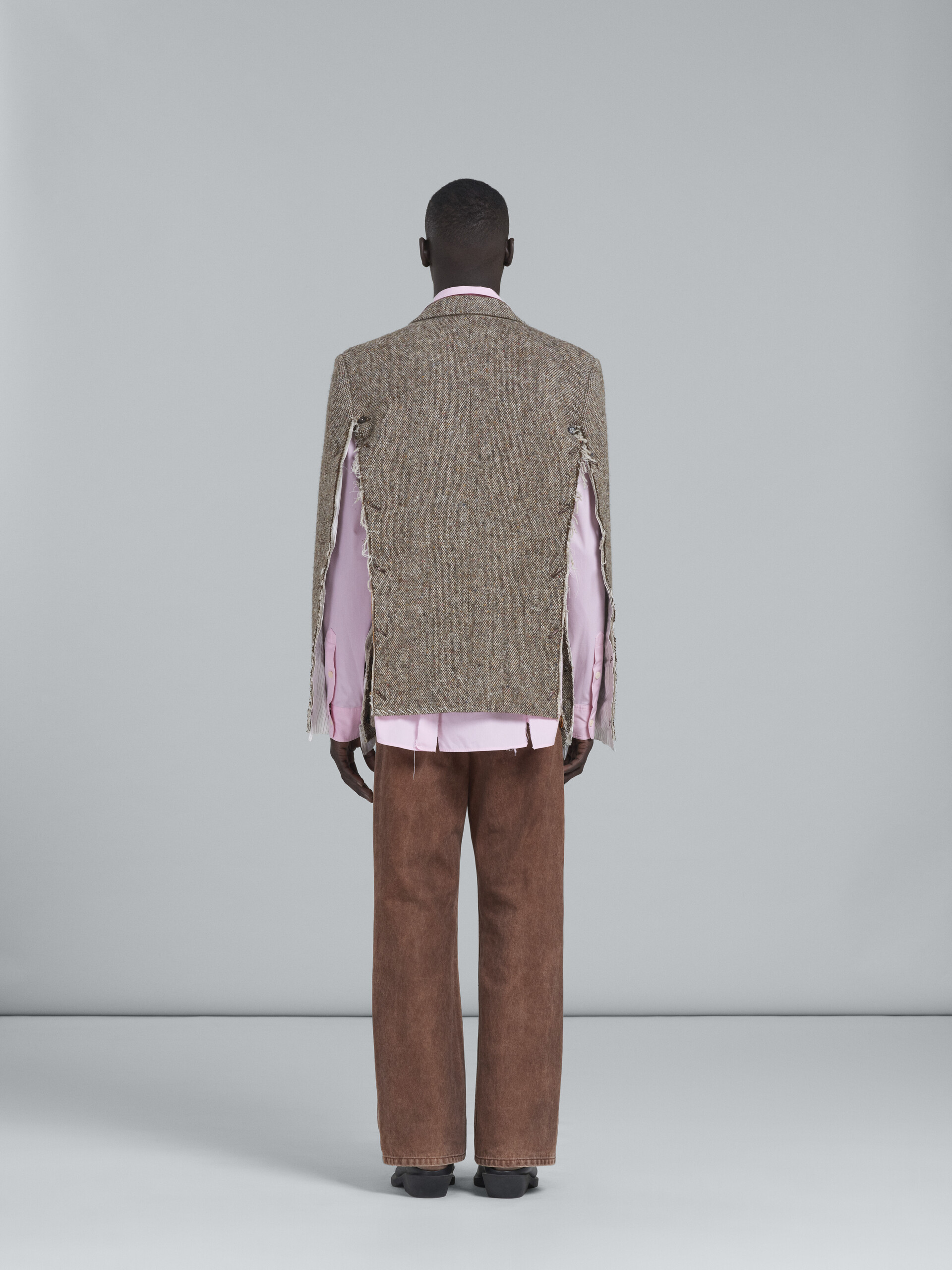 Brown tweed convertible blazer - Jackets - Image 3