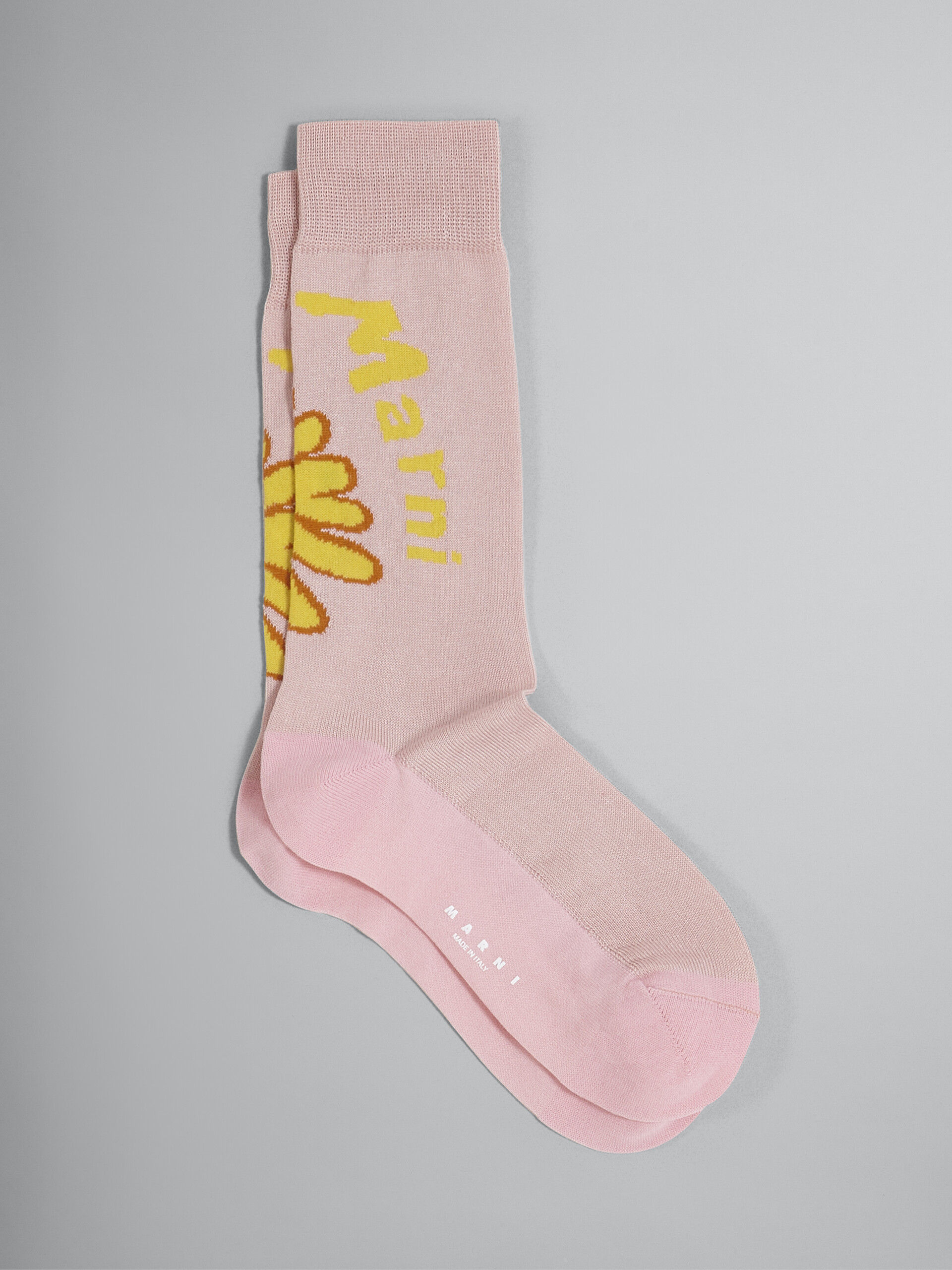 Pink 70’s Flower jacquard cotton and nylon sock - Socks - Image 1