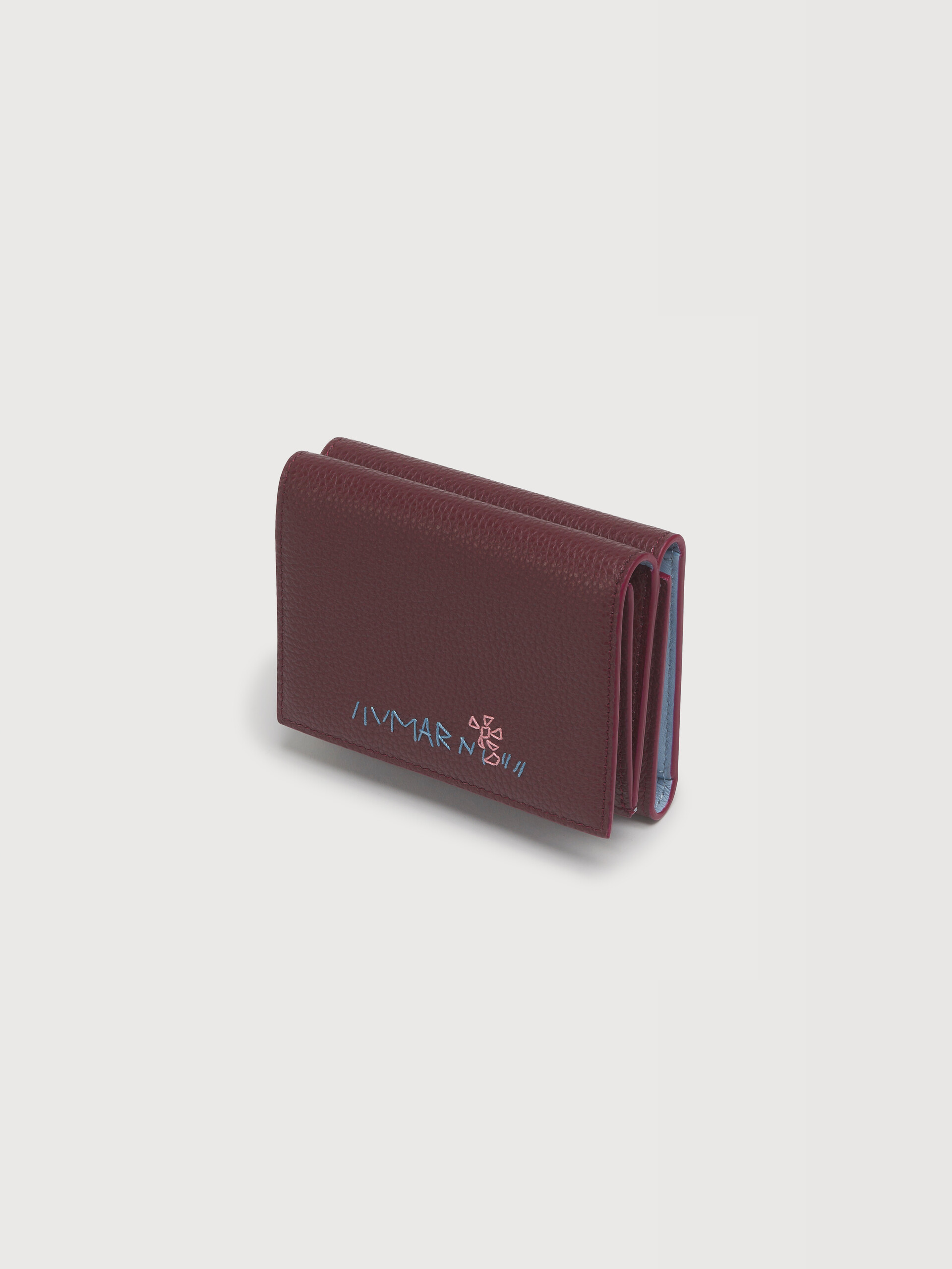 Pink leather trifold wallet with Marni Mending - Wallets - Image 4