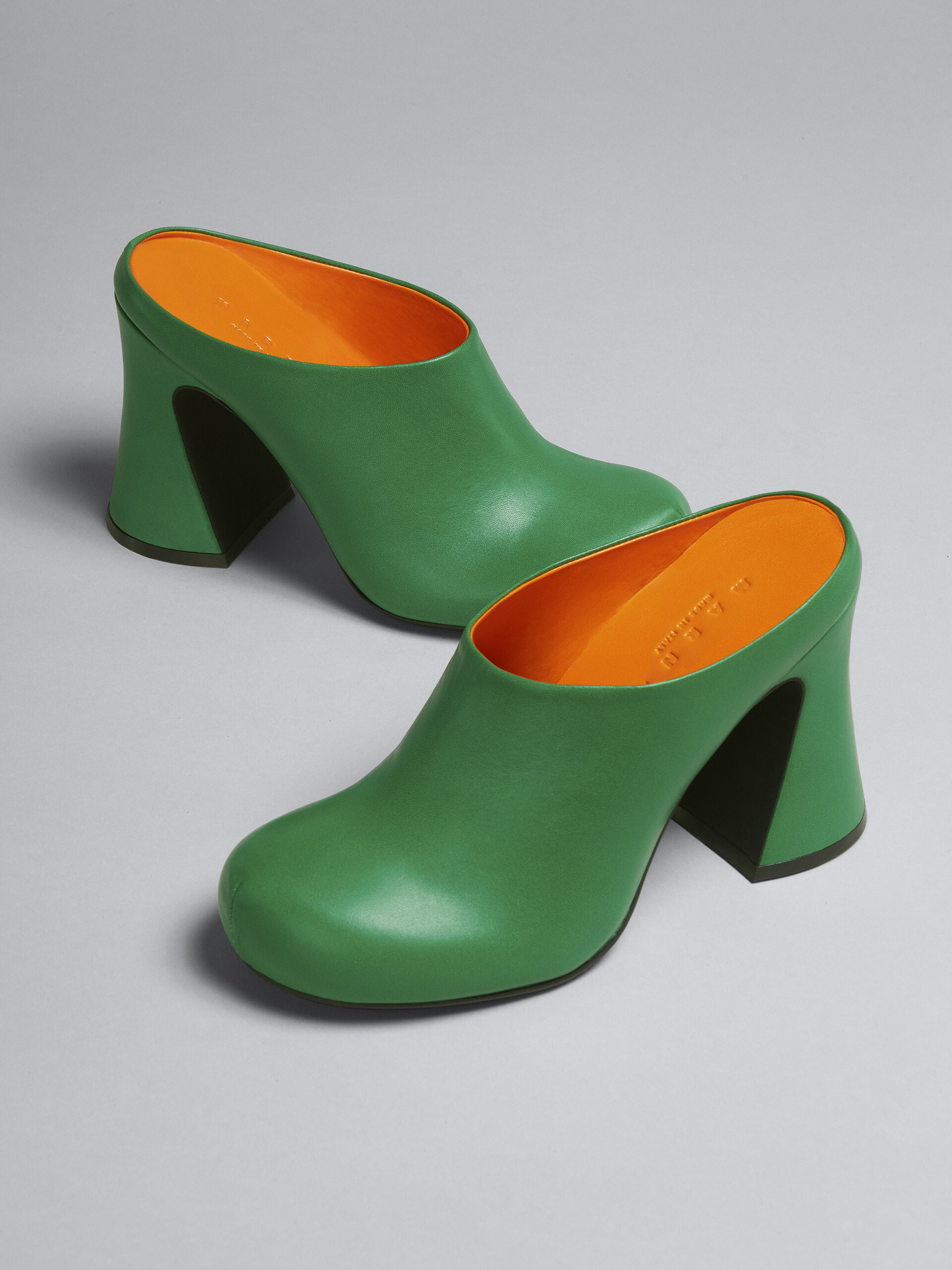 Green leather sabot - Clogs - Image 5