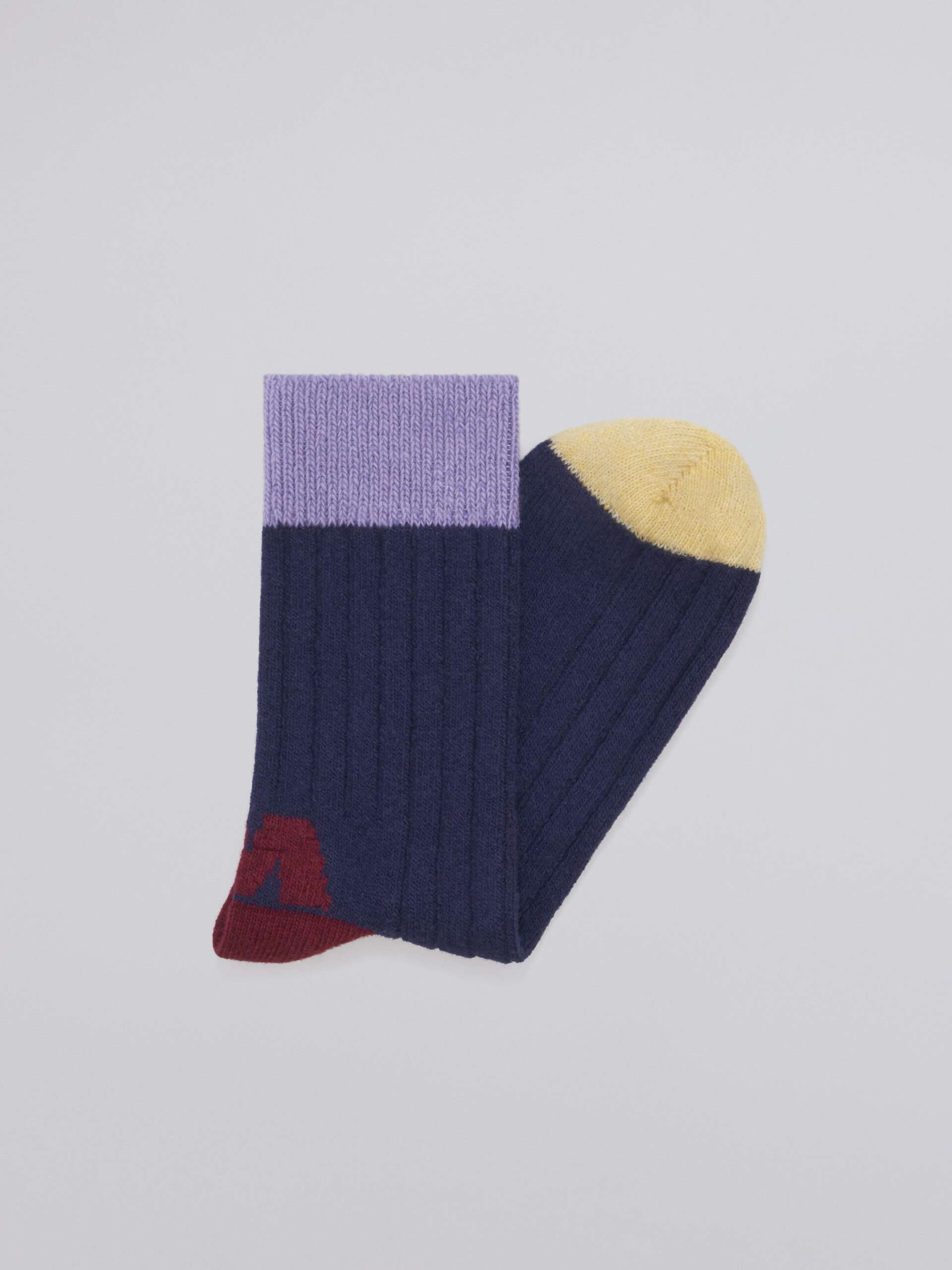 Blue wool sock with logo M jacquard - Socks - Image 2