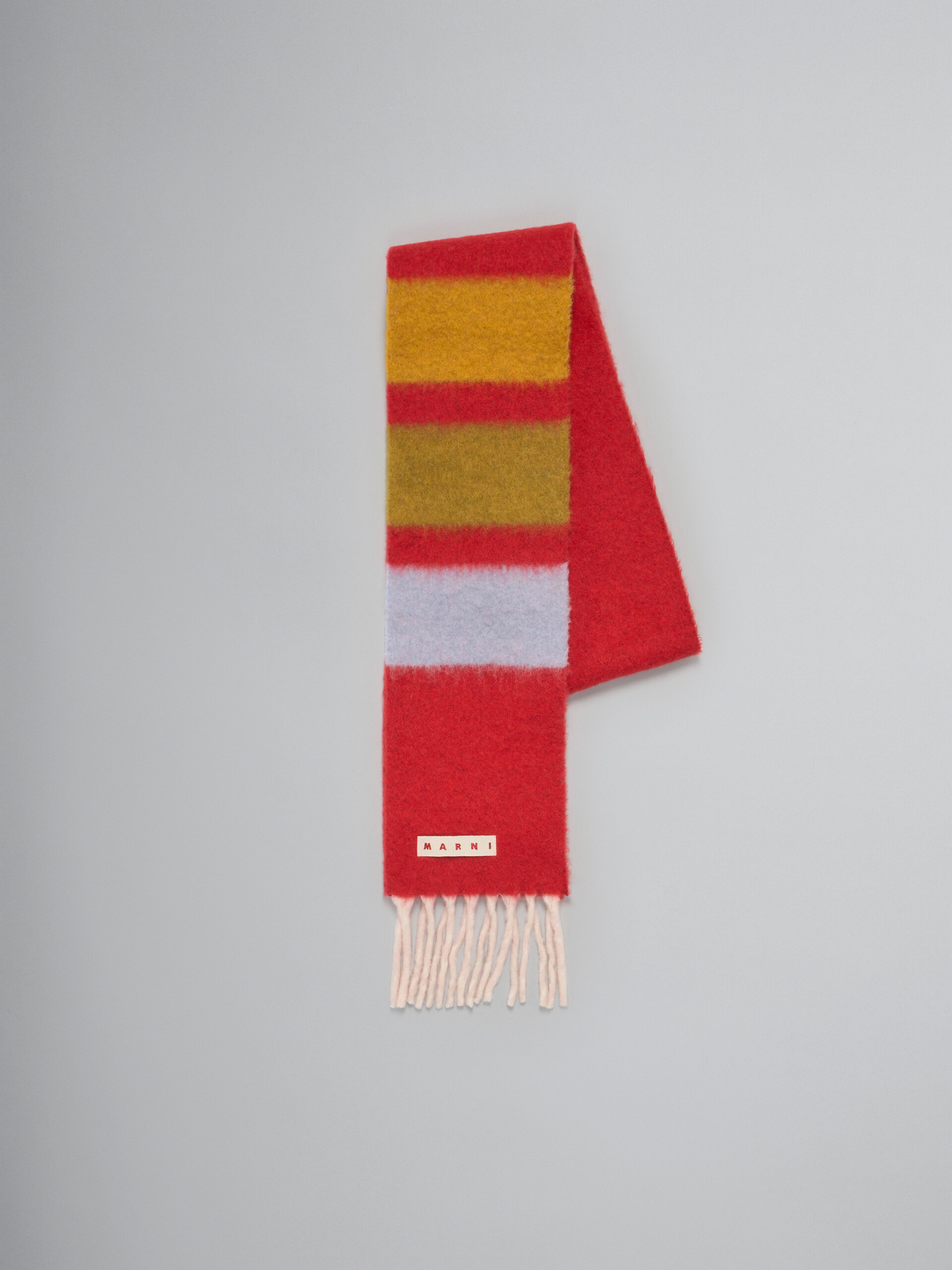 Red alpaca striped scarf - Scarves - Image 1