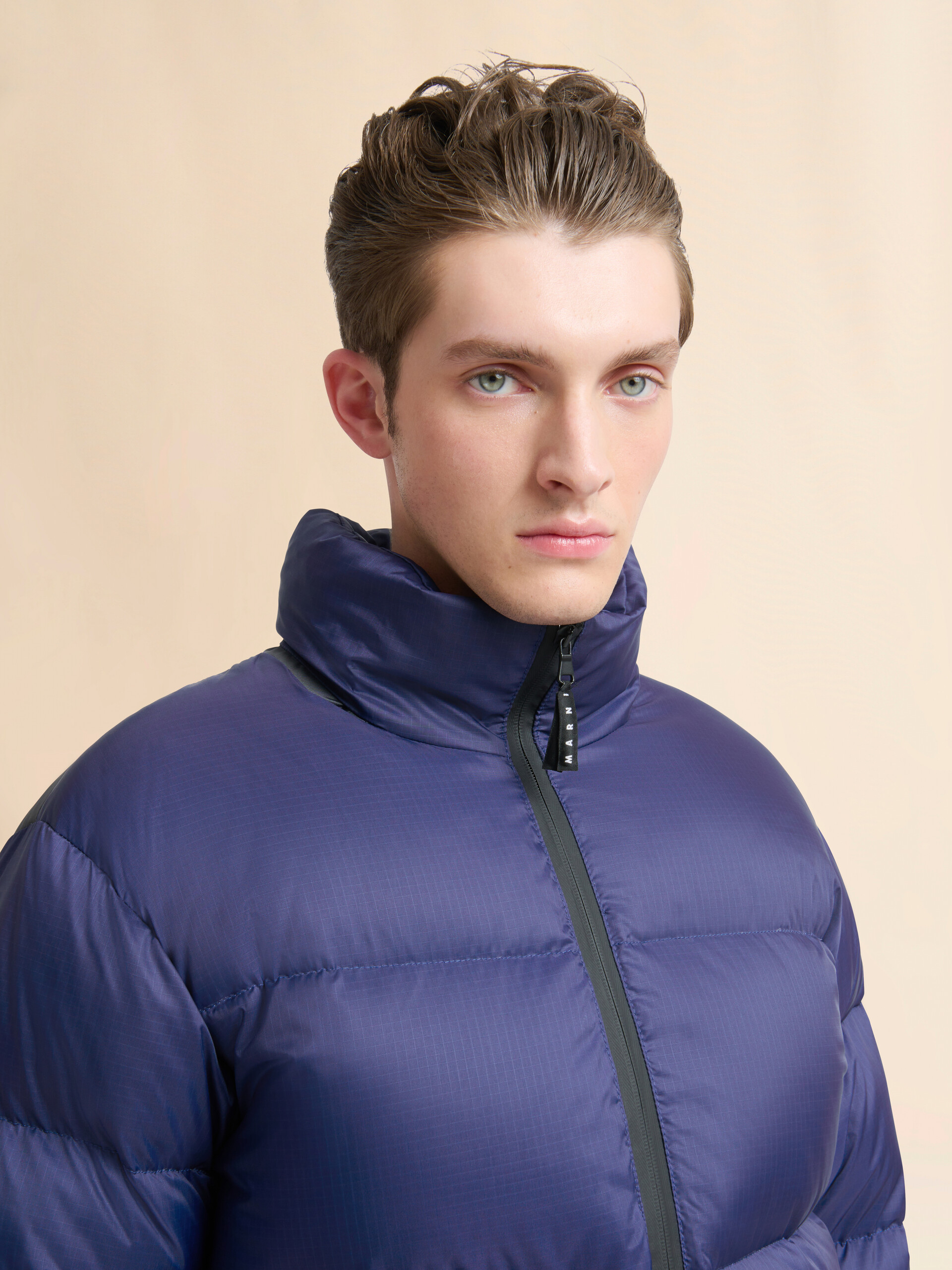Dark blue ripstop nylon down jacket - Winter jackets - Image 4