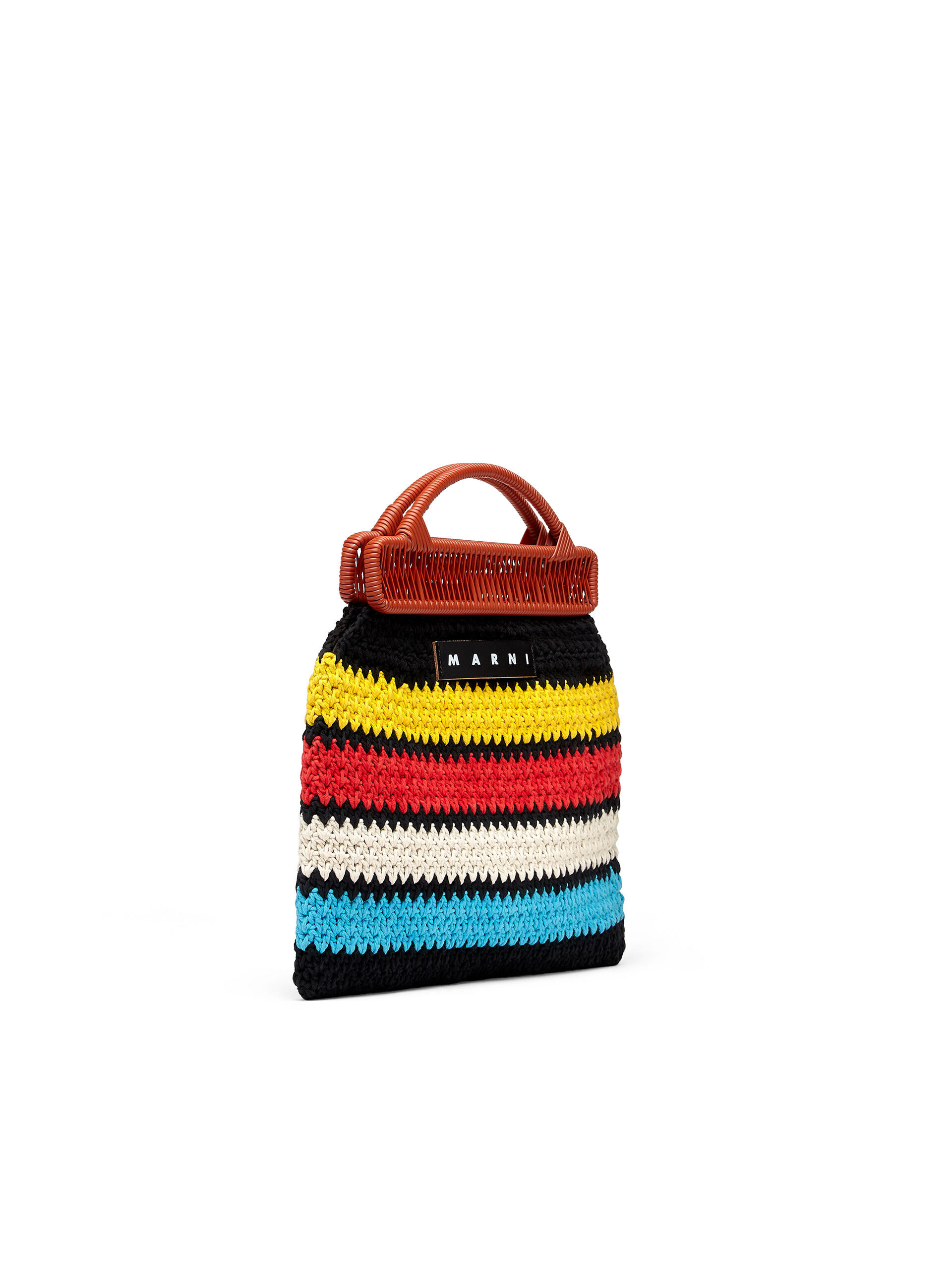 MARNI MARKET frame bag with striped motif in yellow, red, white, pale blue and black crochet cotton blend - Furniture - Image 2