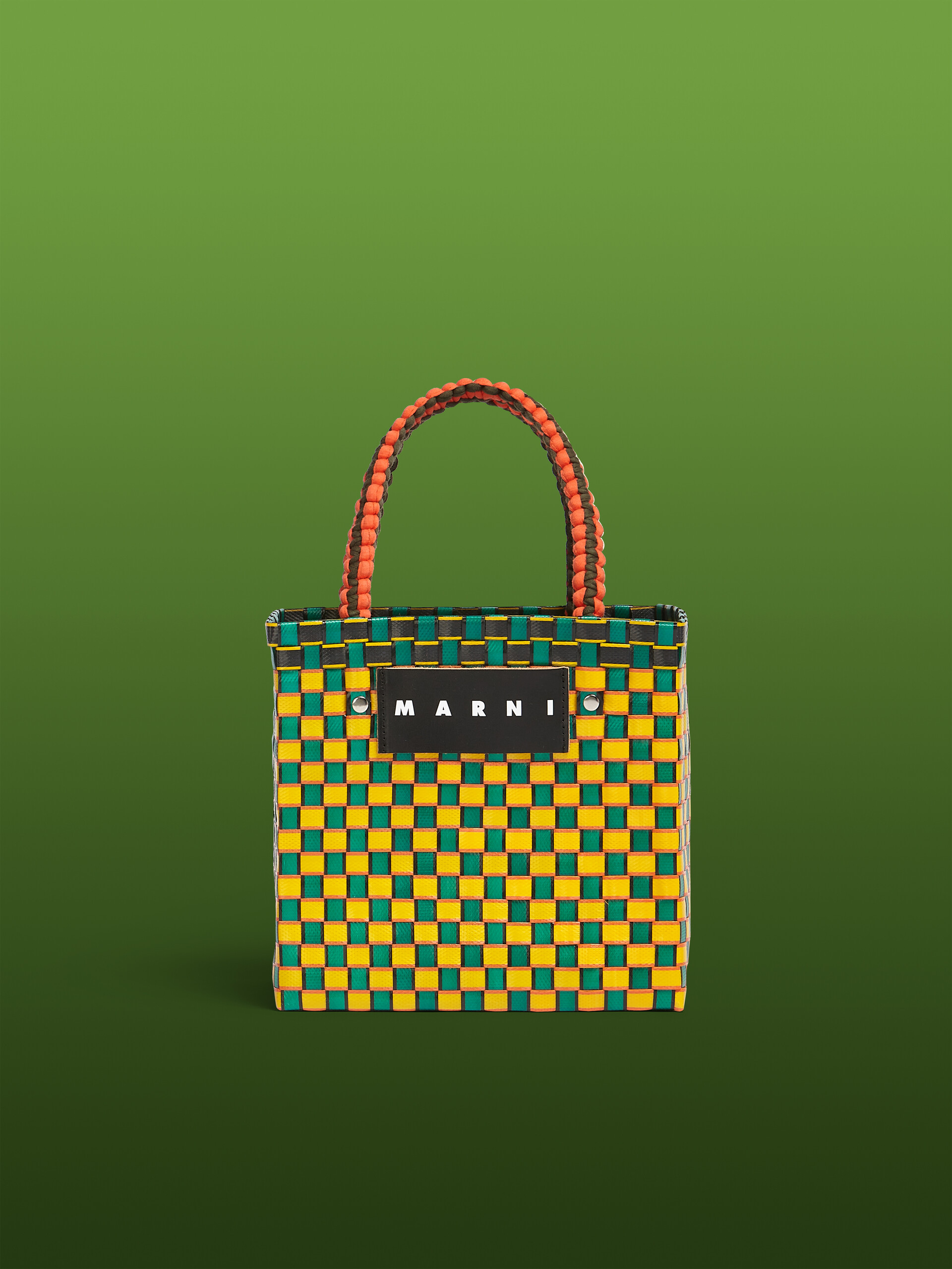 MARNI MARKET BASKET bag in yellow square woven material