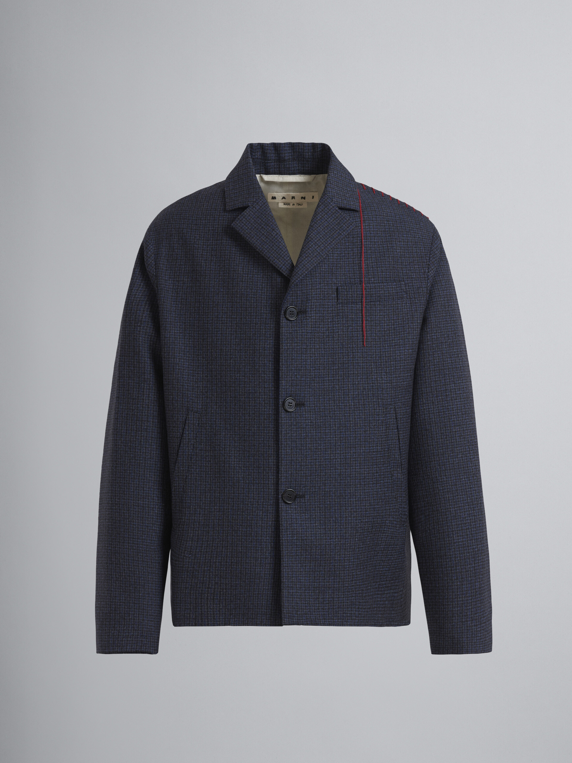 Single-breasted wool jacket with houndstooth check pattern - Jackets - Image 1