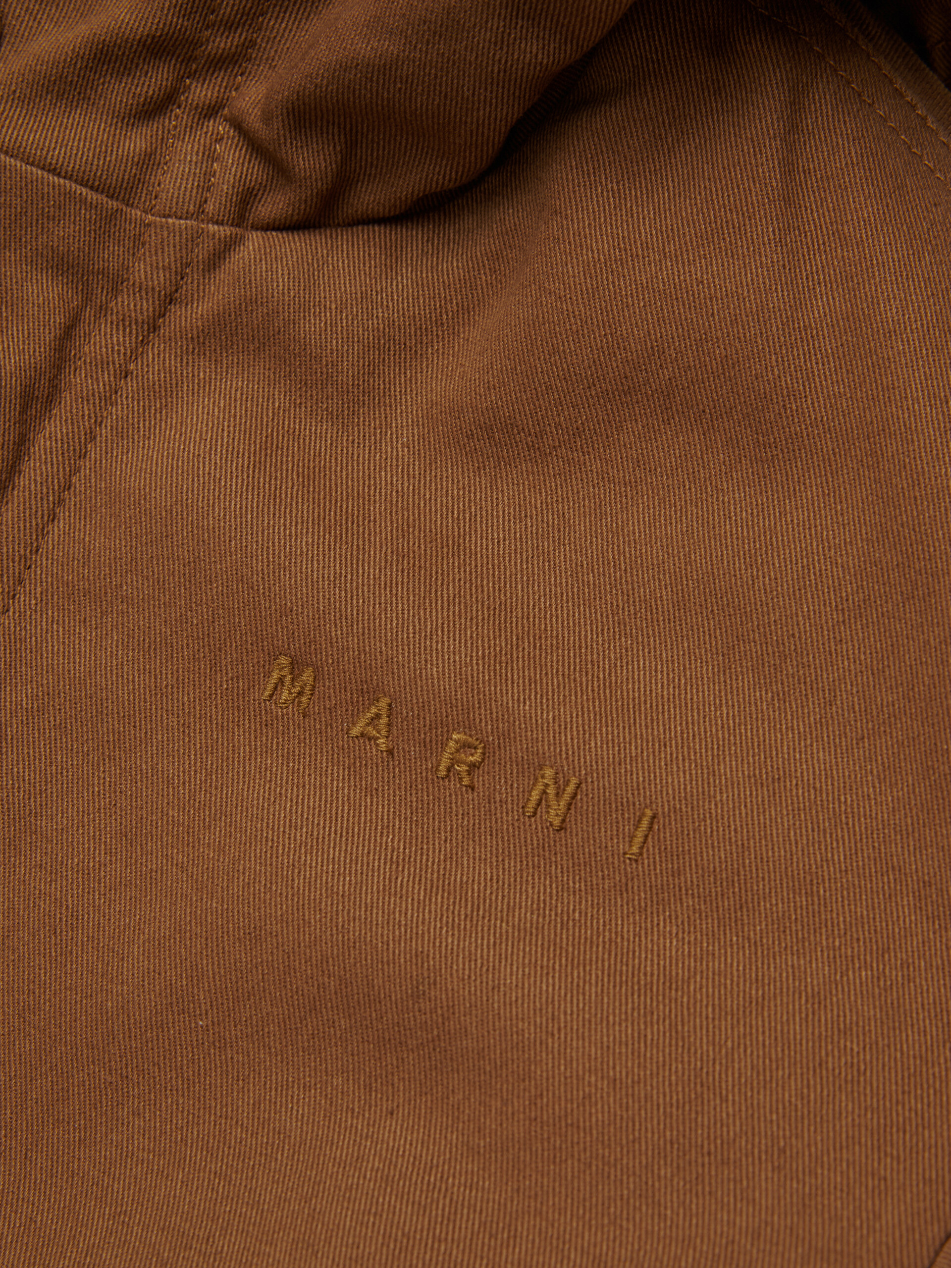 Brown cotton coat with drawstring - Jackets - Image 4