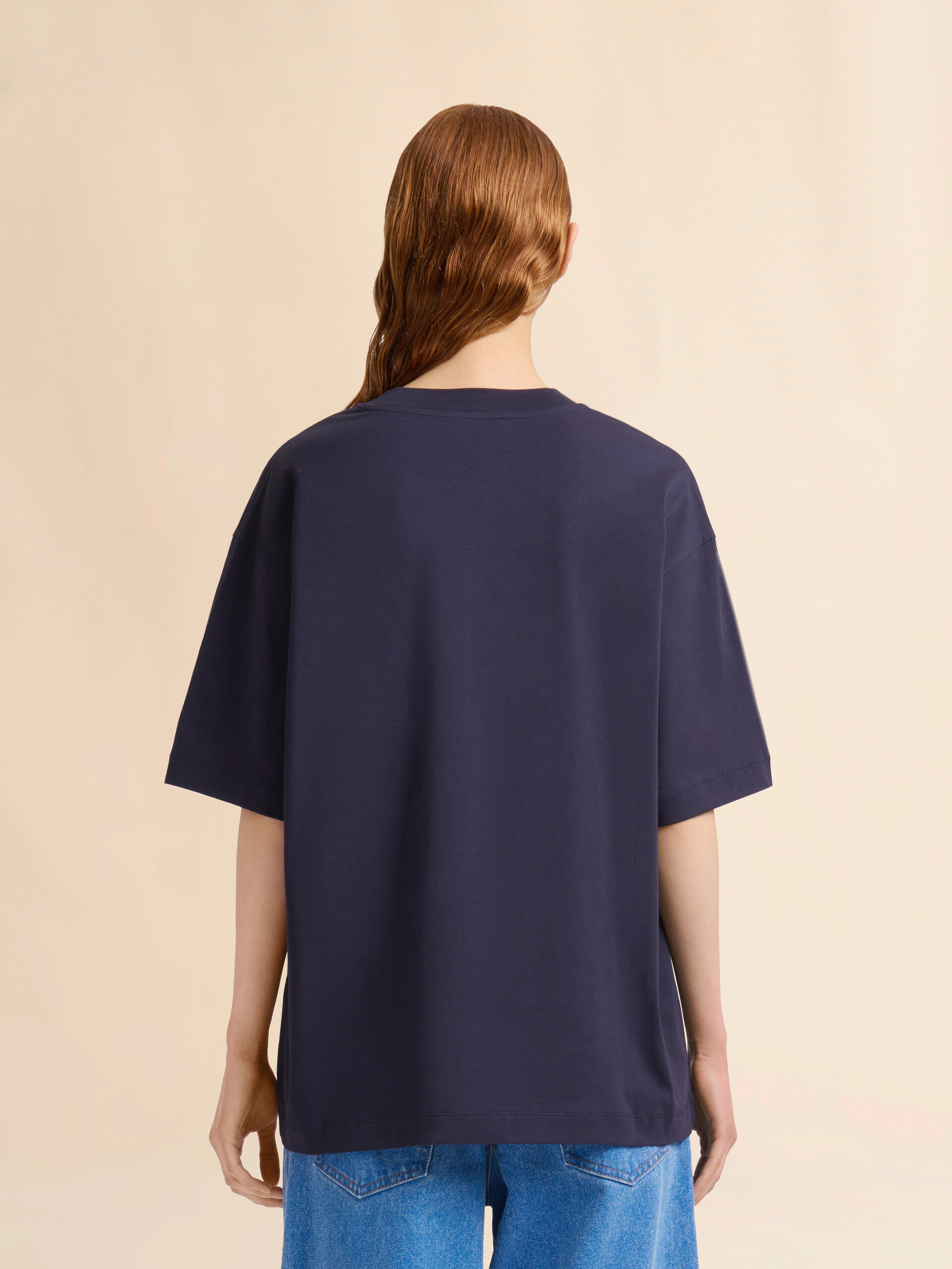 Blue organic cotton T-shirt with logo - T-shirts - Image 3