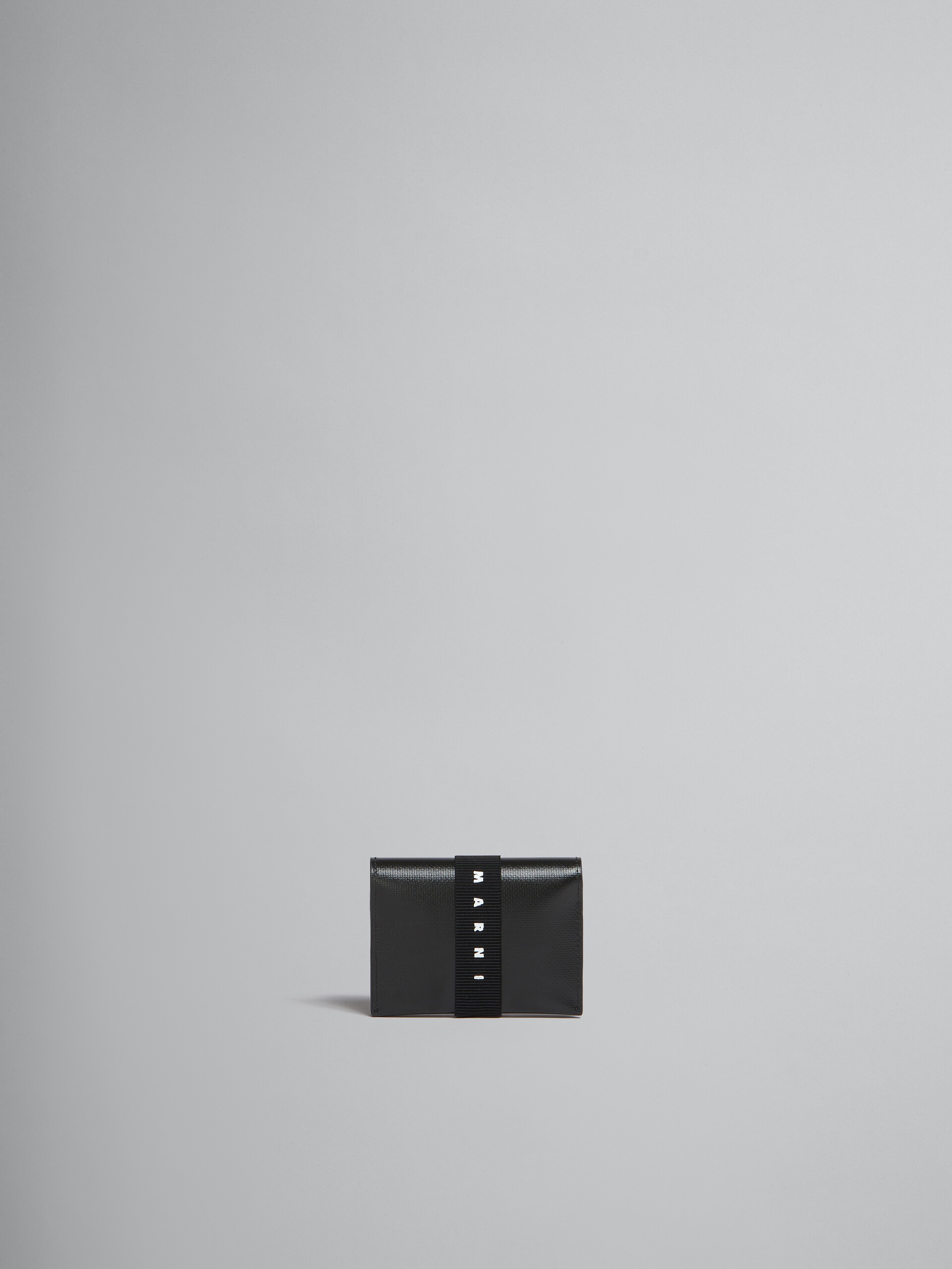 Porte-cartes à deux volets noir avec bride à logo - Portefeuilles - Image 1