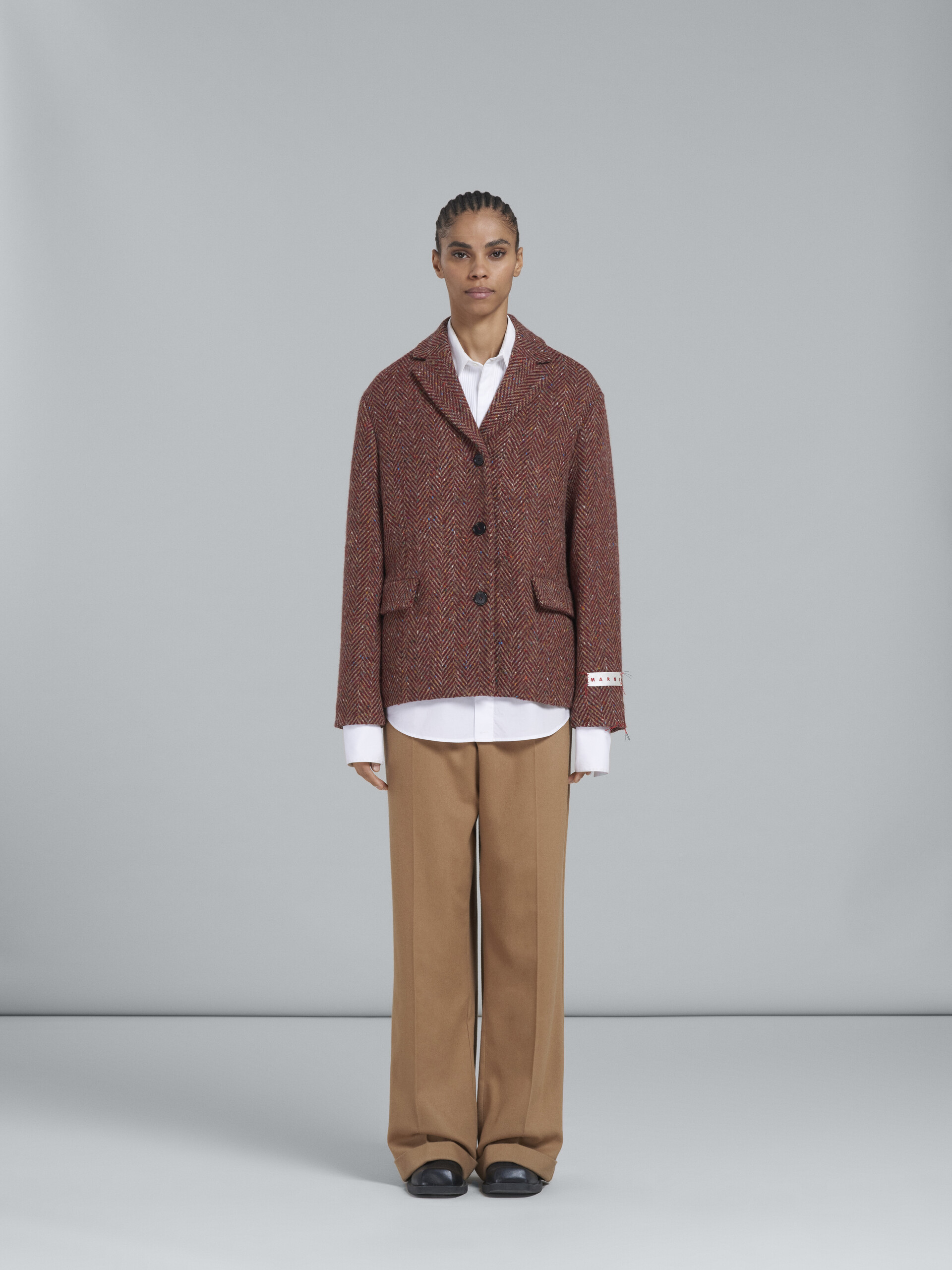 Burgundy wool chevron jacket - Jackets - Image 2
