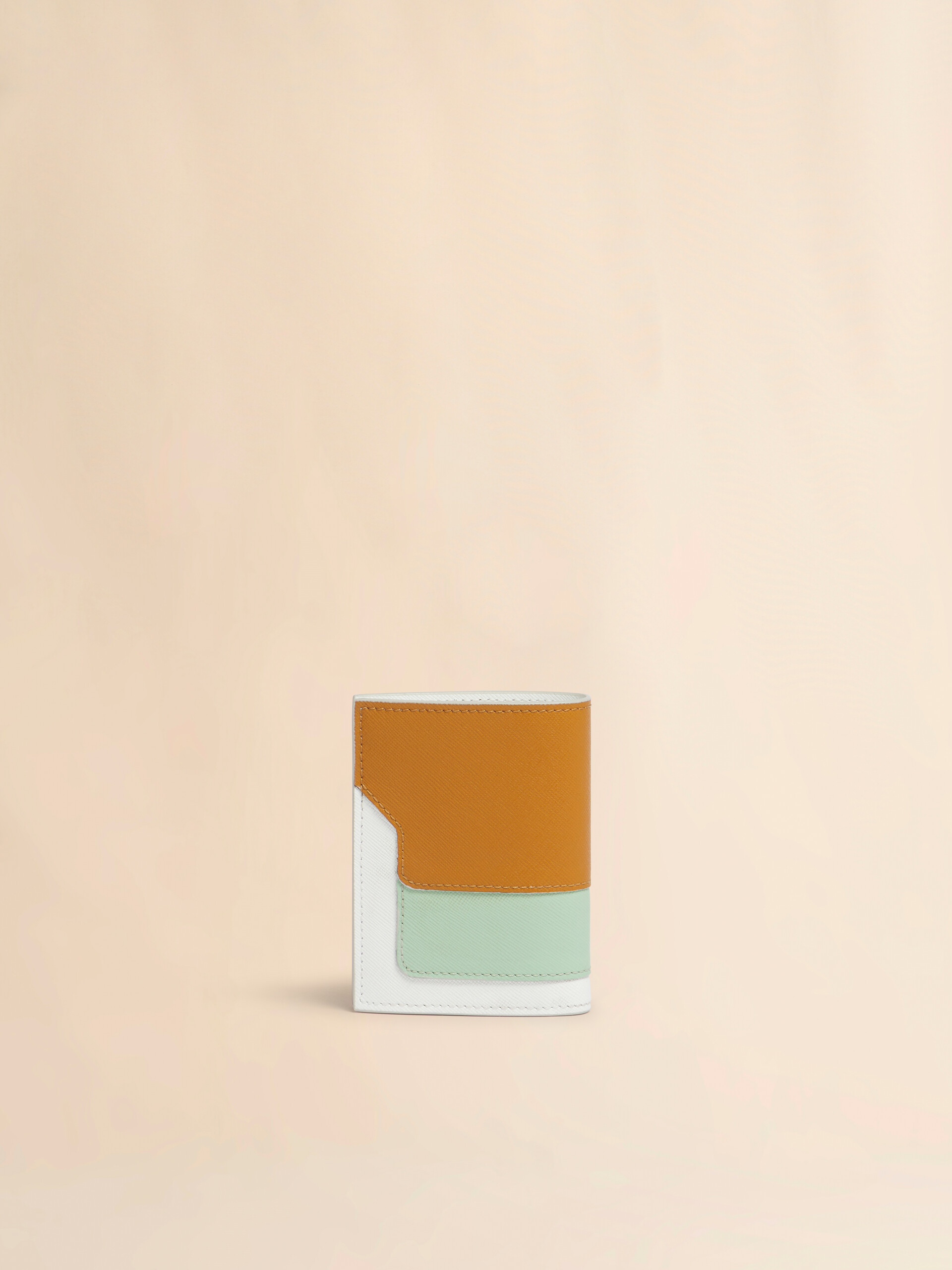 ブルー、ベージュ＆ライトブルー サフィアーノレザー製二つ折りウォレット - 財布 - Image 3