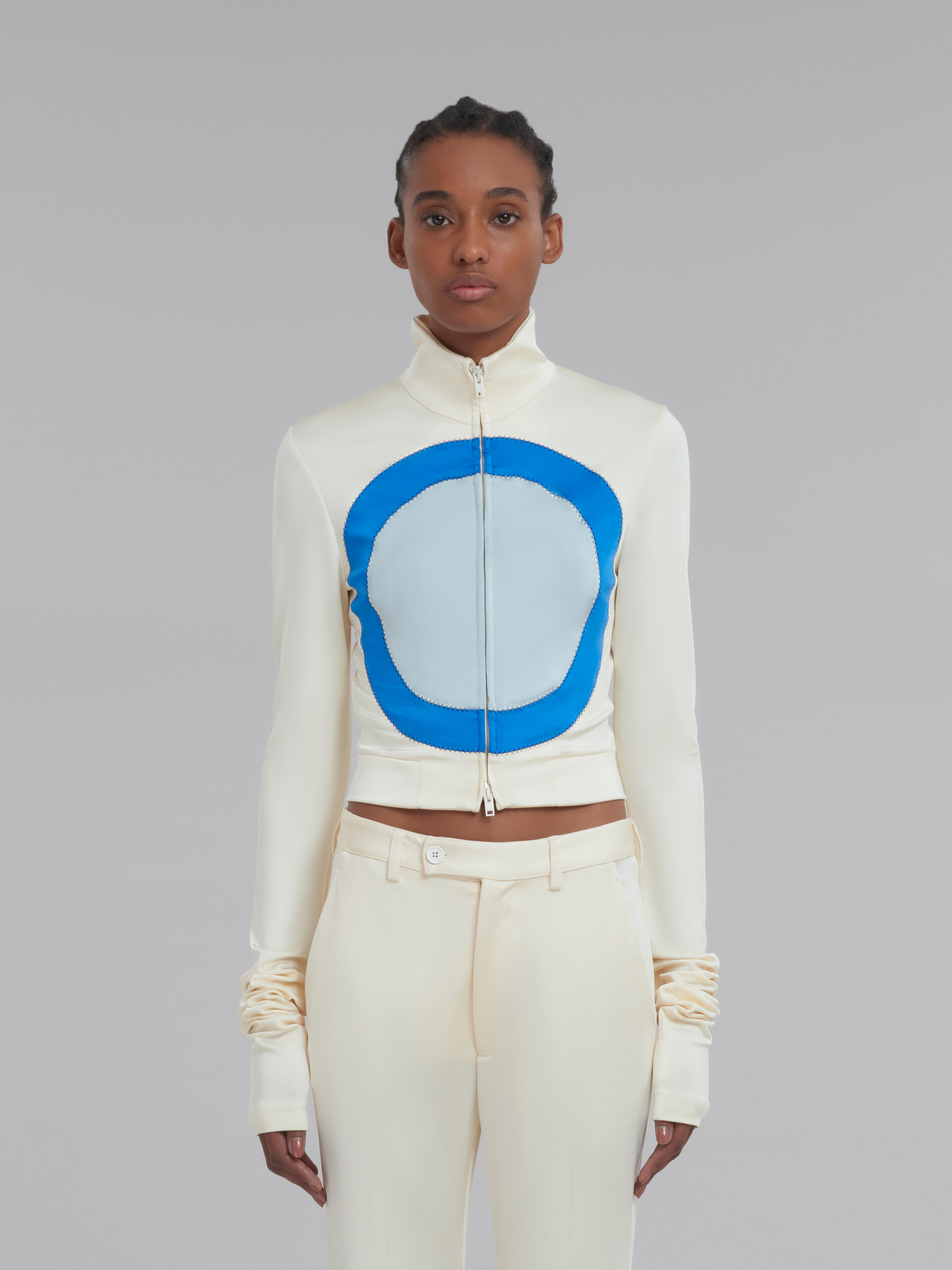 White jersey jacket with circle inlays - Jackets - Image 2