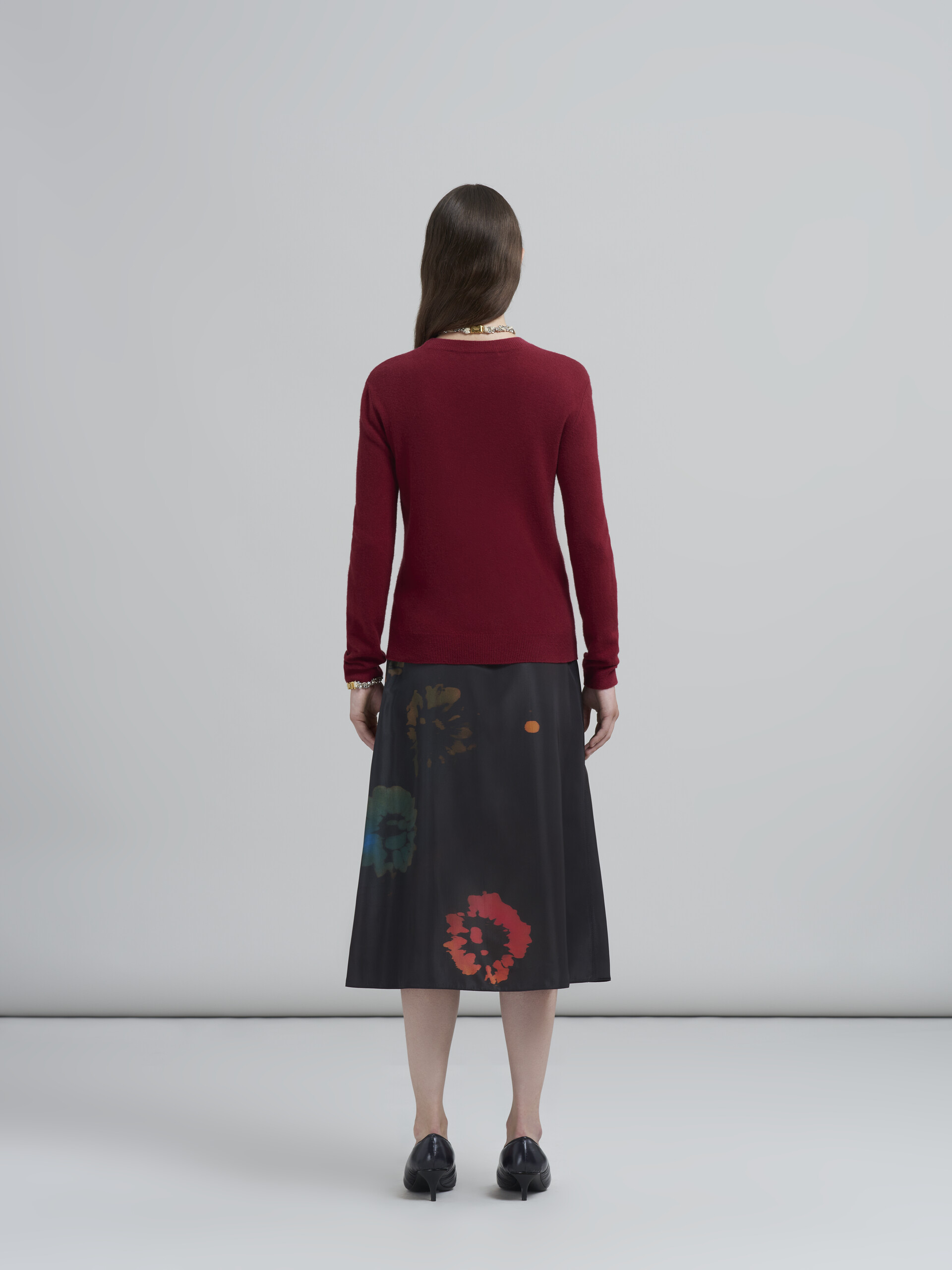 Sunflower print fluid viscose skirt - Skirts - Image 3