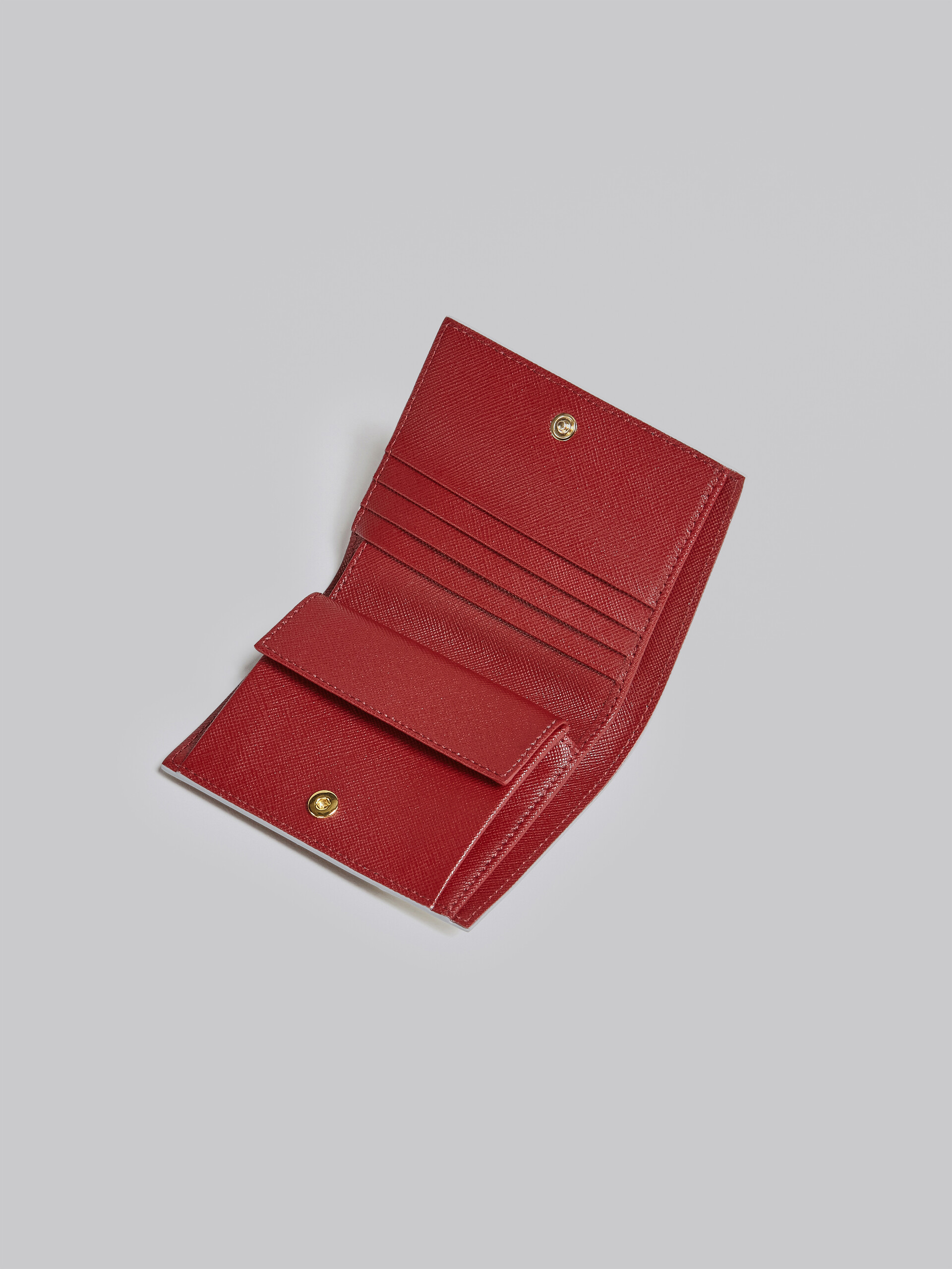 Portafoglio bi-fold in saffiano bianco rosa e rosso - Portafogli - Image 4