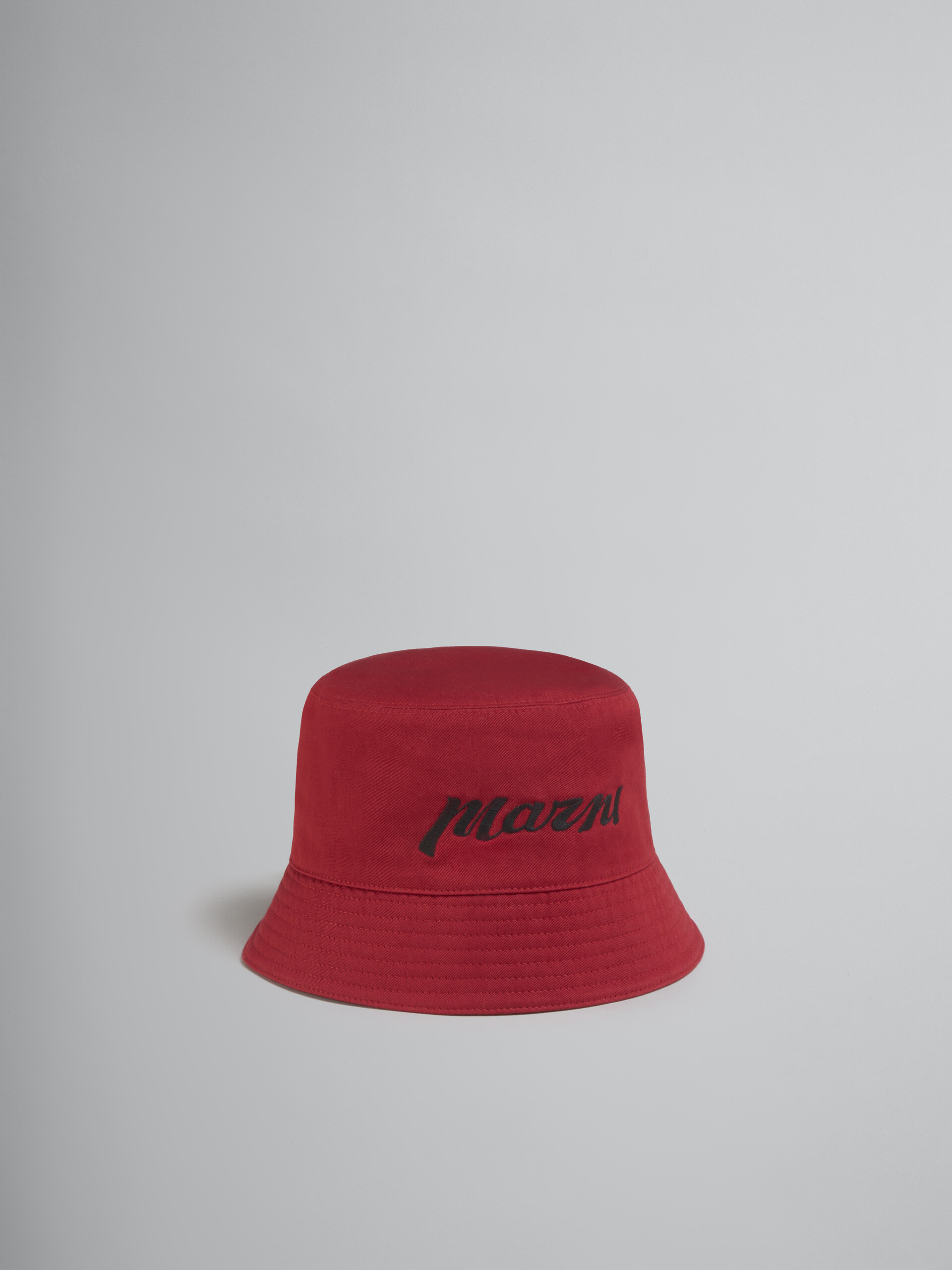 Black twill bucket hat with embroidered logo - Hats - Image 1