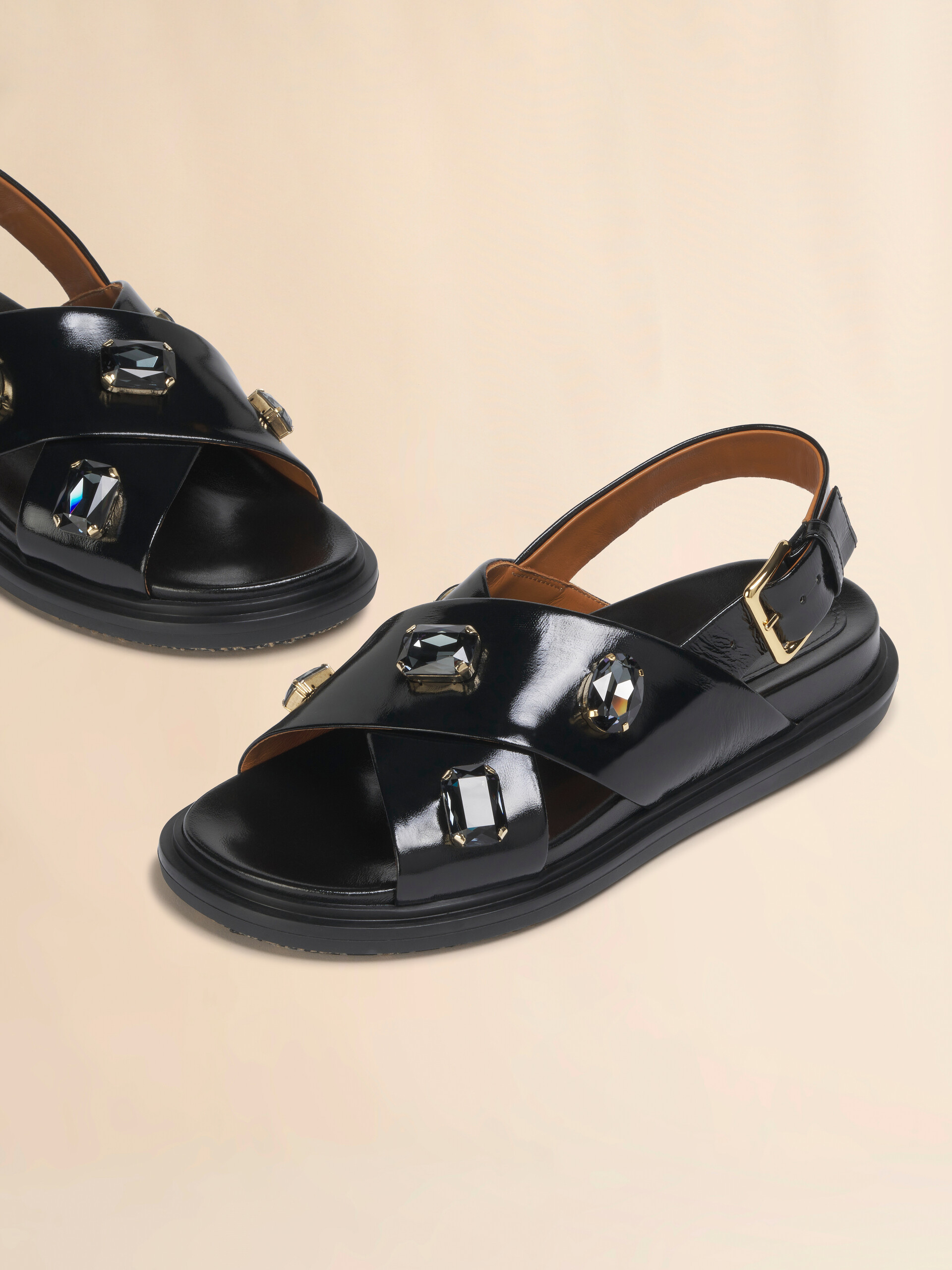 Brown leather Fussbett with crystals - Sandals - Image 5