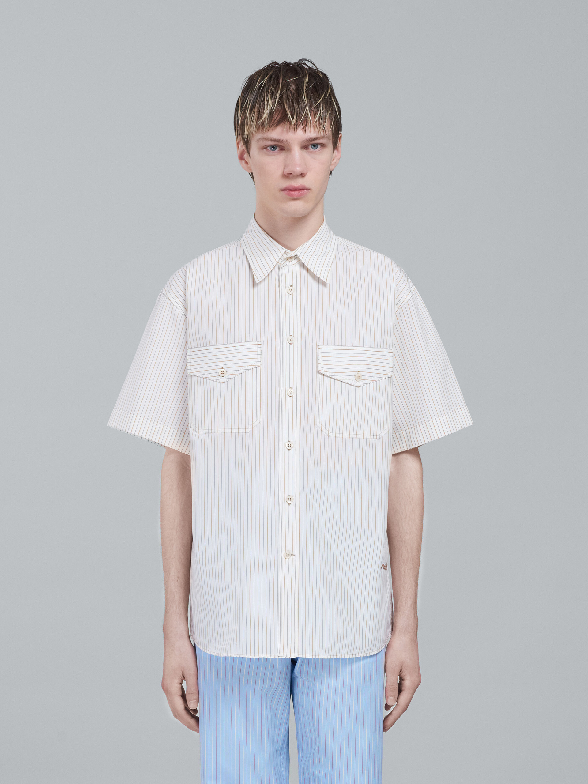 White striped poplin shirt - Shirts - Image 2