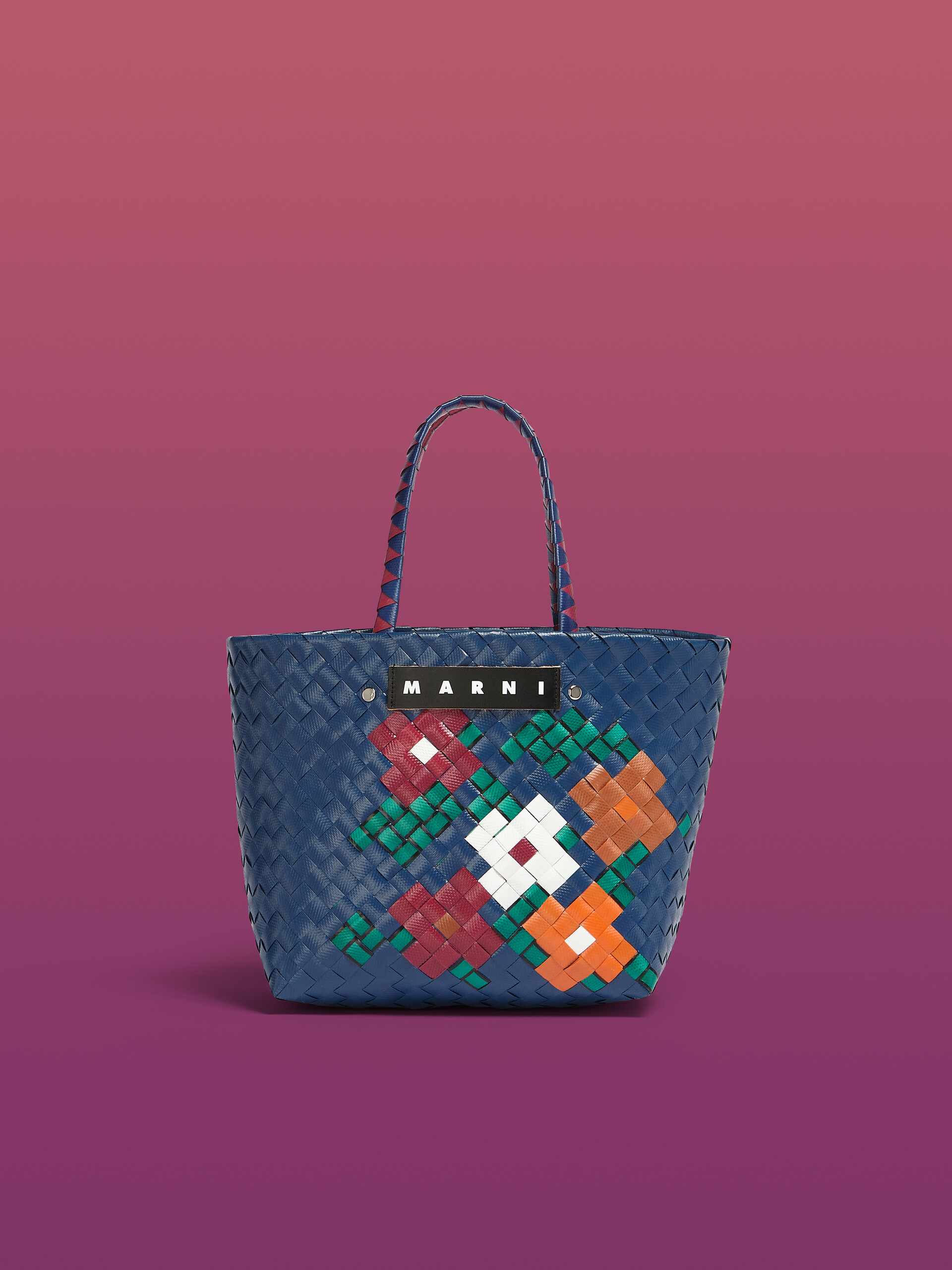 Borsa MARNI MARKET piccola blu motivo floreale - Borse shopping - Image 1