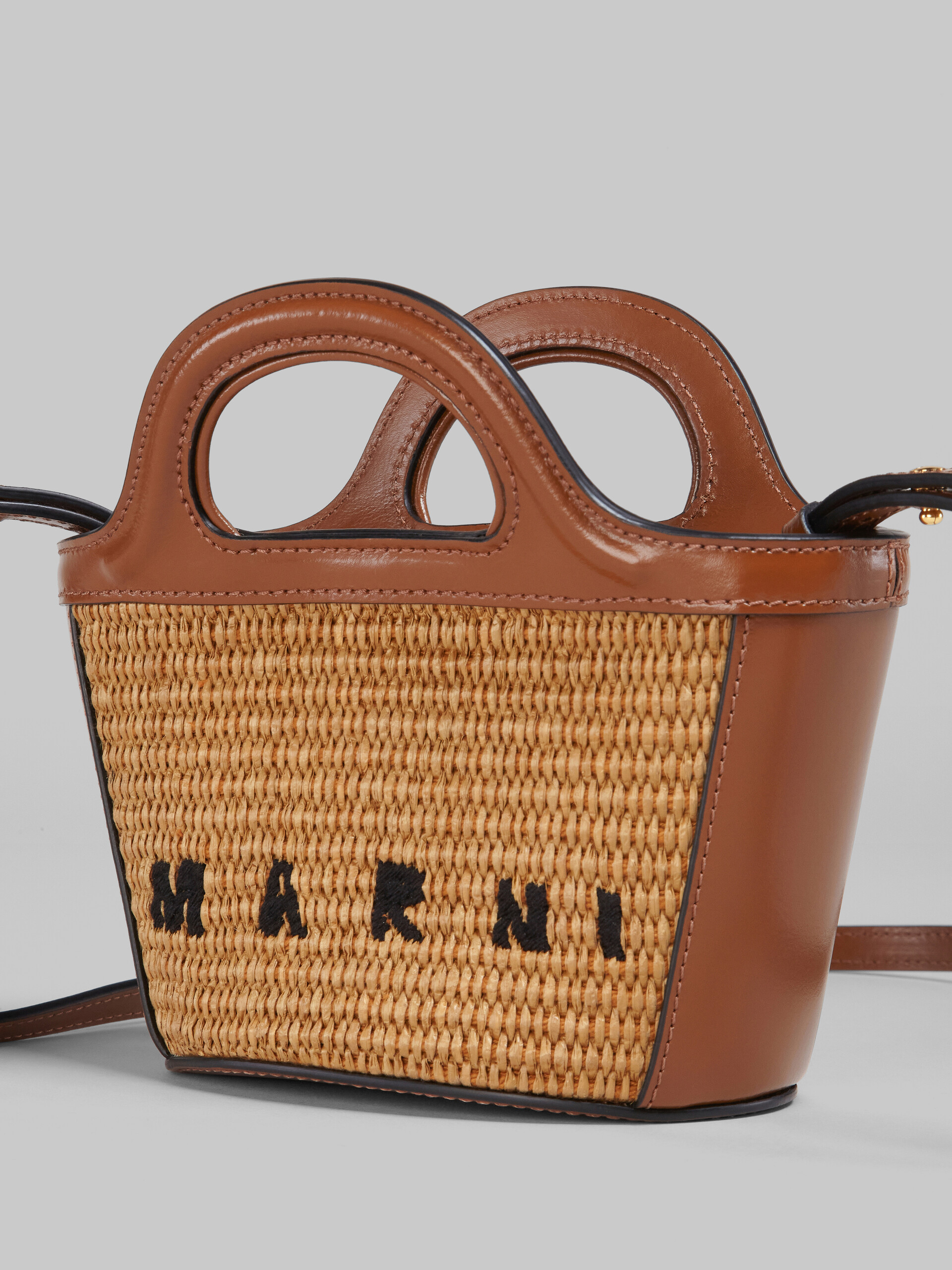 Tropicalia Micro Bag in brown leather and raffia - Handbags - Image 5