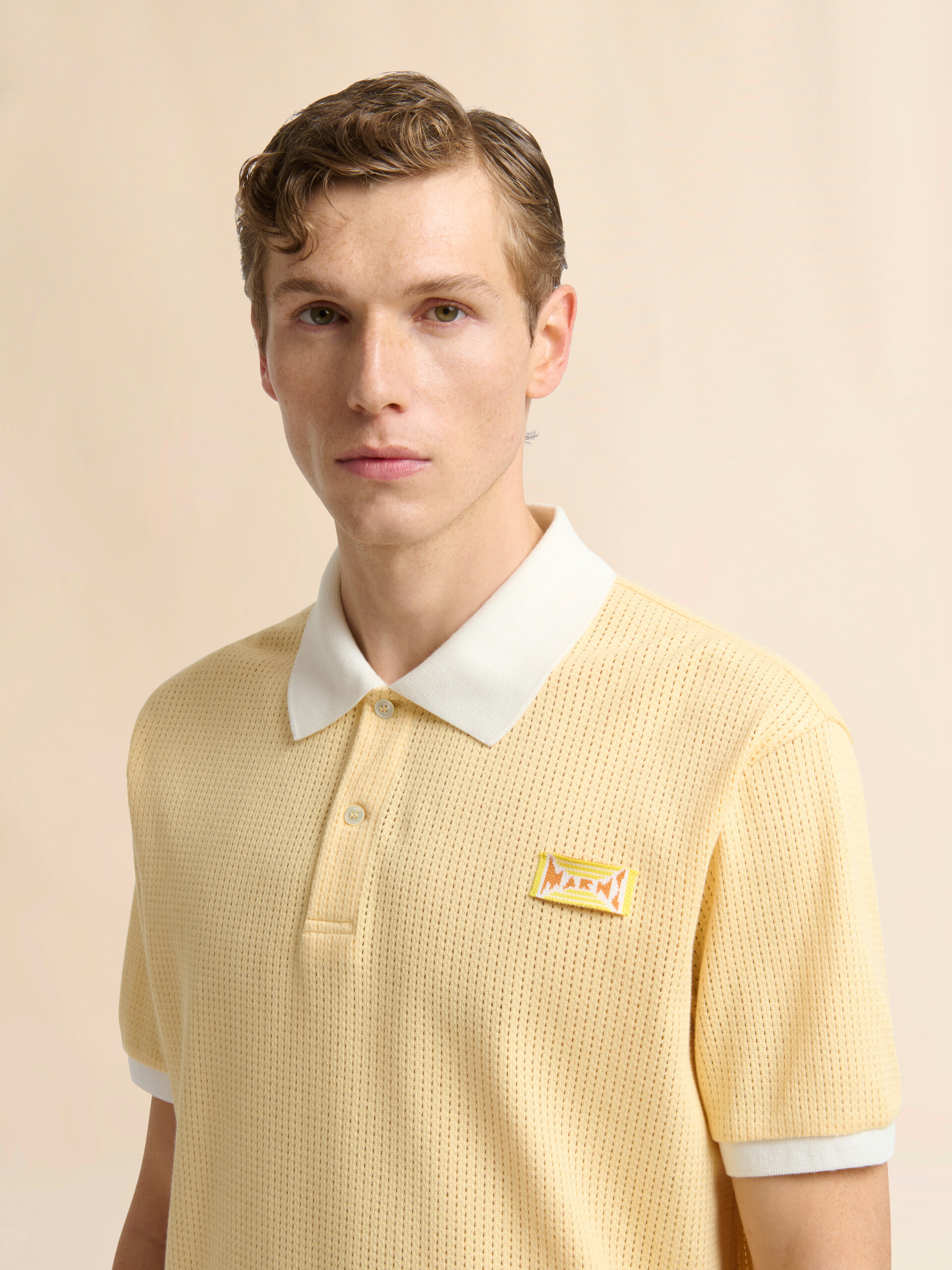 Polo jaune en interlock avec motif jacquard - Chemises - Image 4