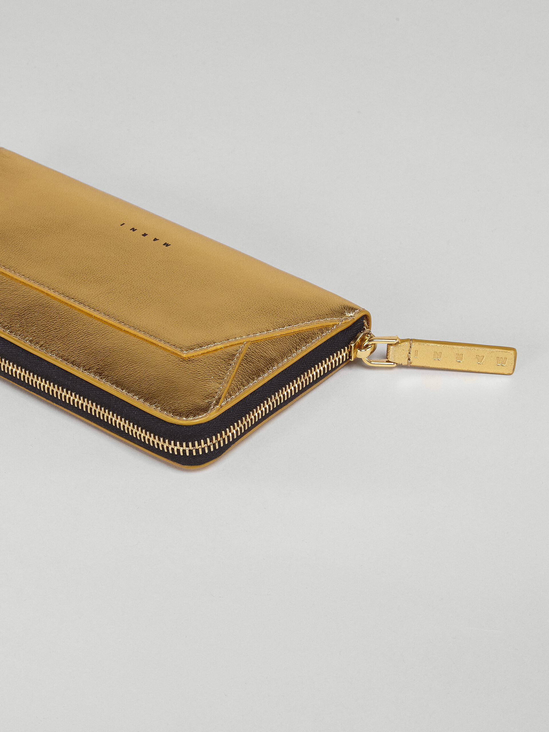 Gold metallic leather zip-around wallet - Wallets - Image 5