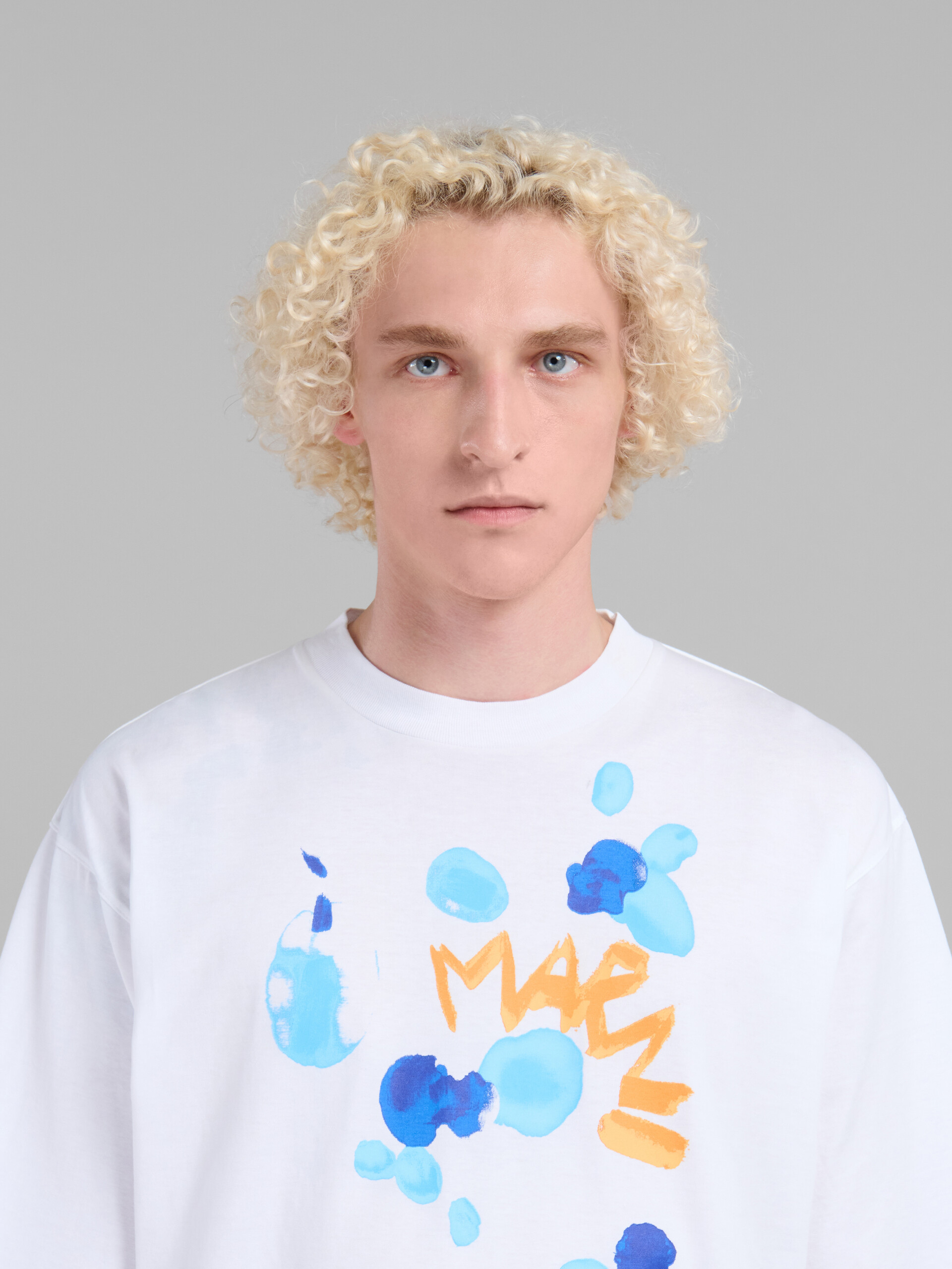 Camiseta blanca de algodón ecológico con estampado Marni Dripping - Camisetas - Image 4