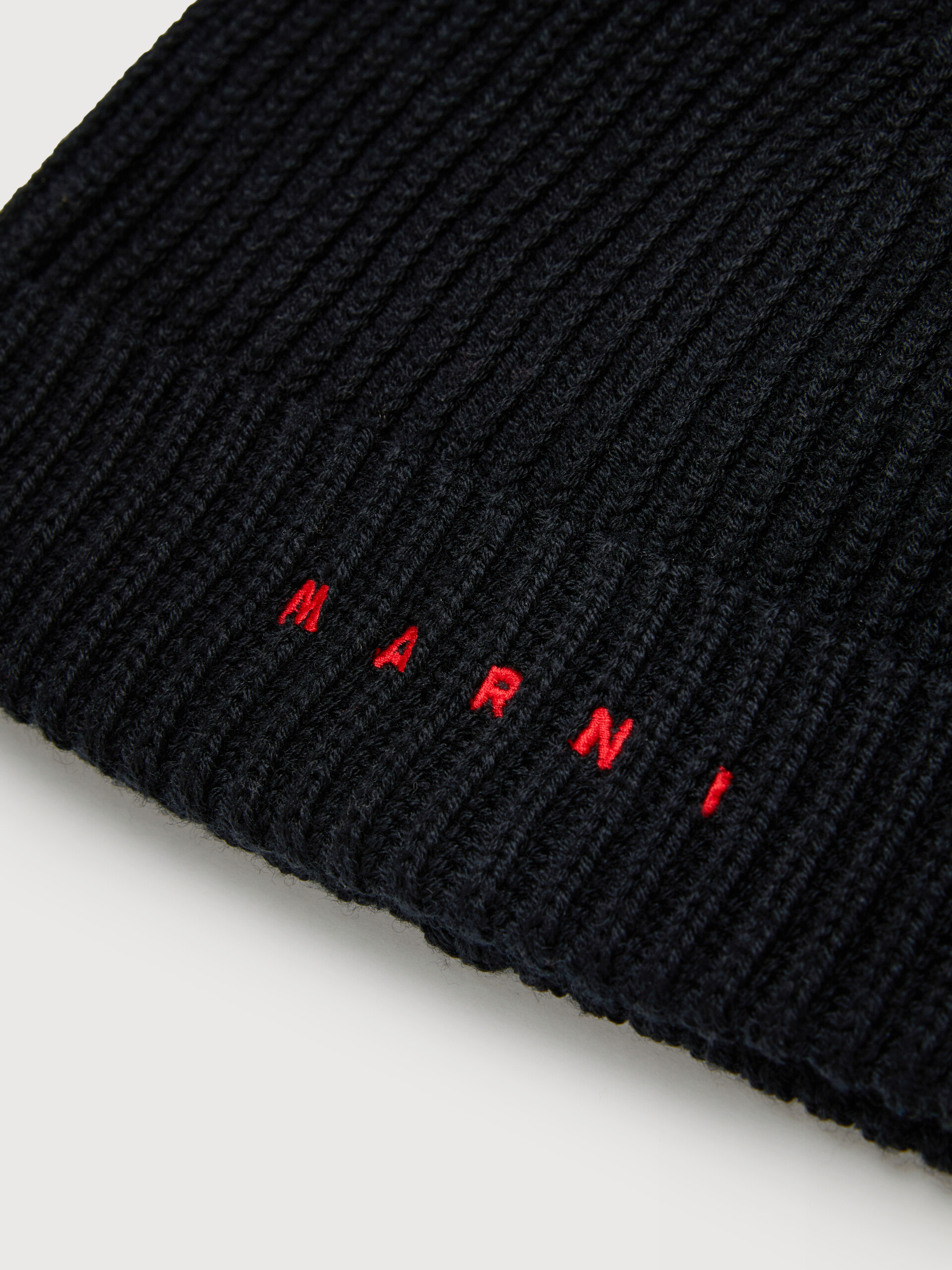 Light brown wool blend beanie with embroidered Marni logo - Caps - Image 3
