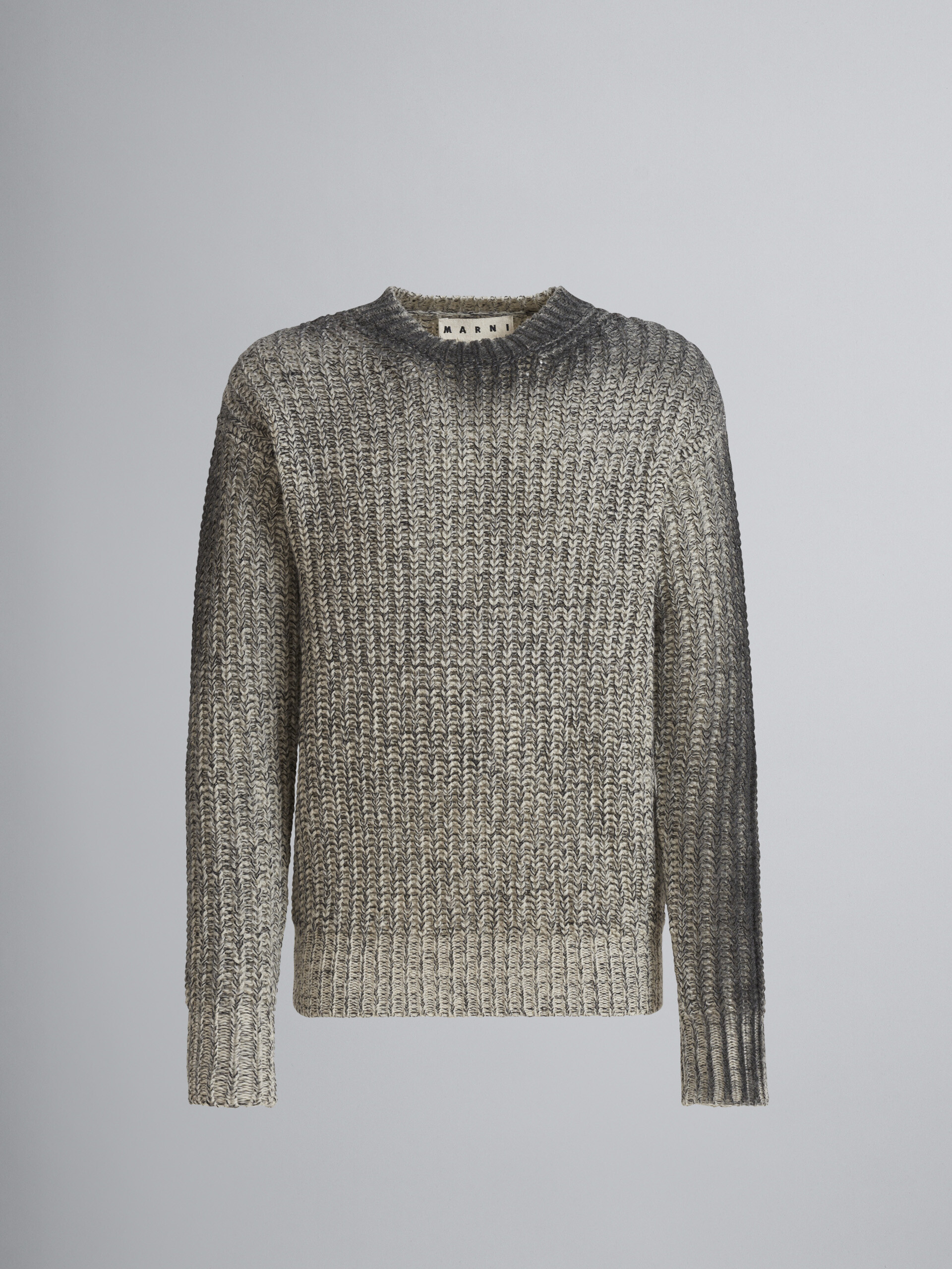Mouliné Shetland wool sweater with contrast-sprayed neck and sleeves - Pullovers - Image 1