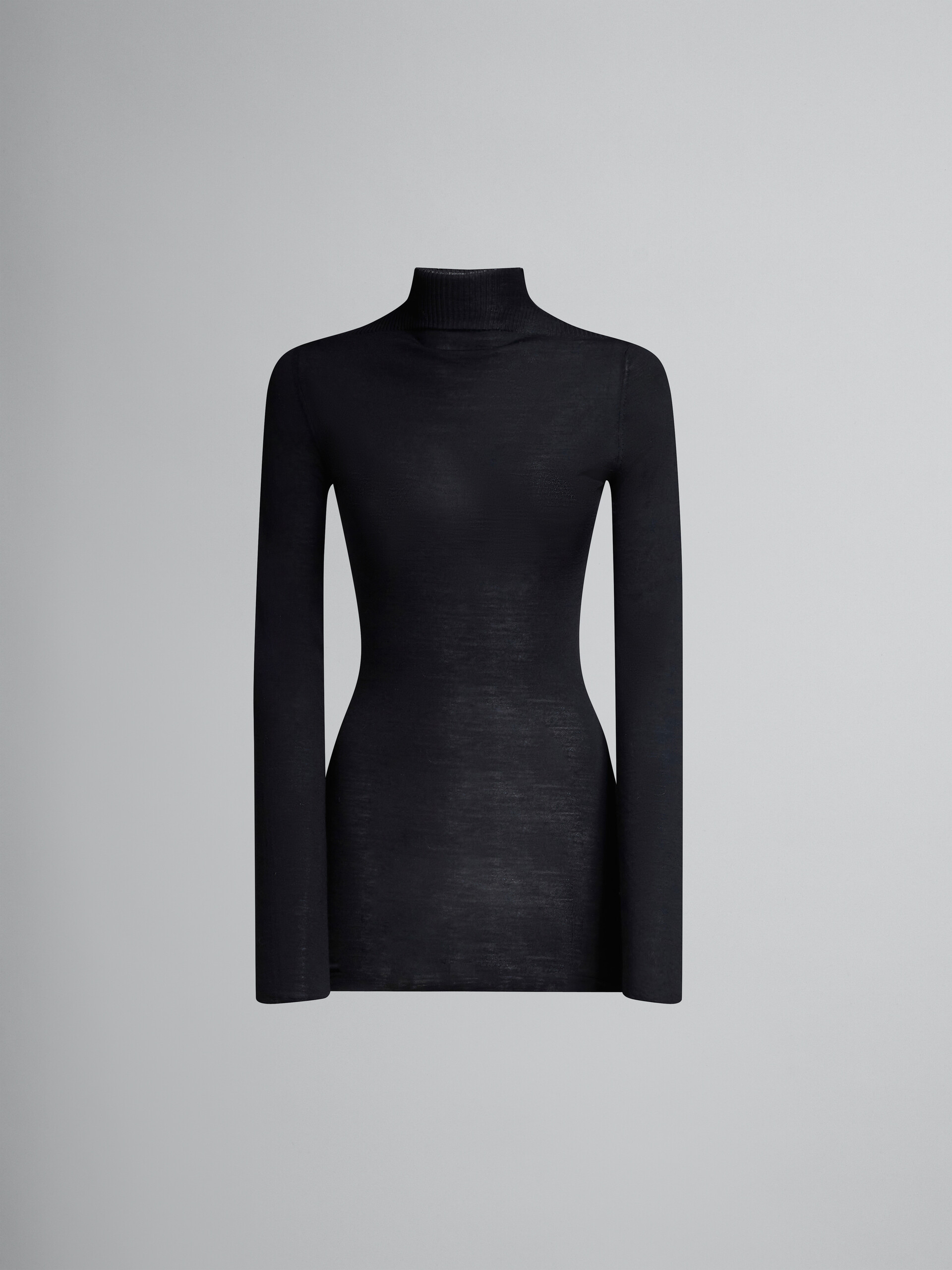 Black fitted jumper with ribbed turtle neck - Pullovers - Image 1