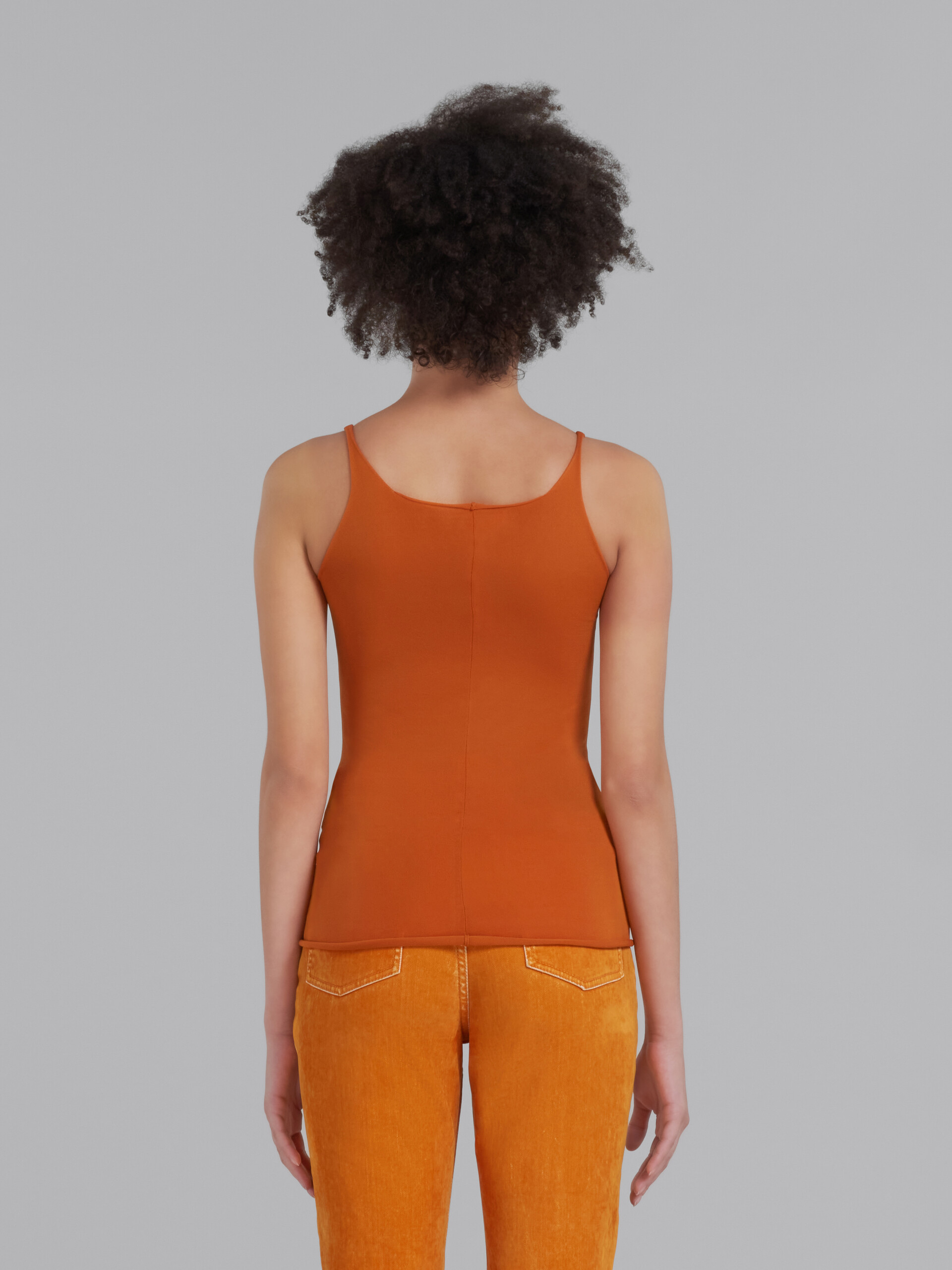 Orange stretch nylon tank top with inlay - Shirts - Image 3