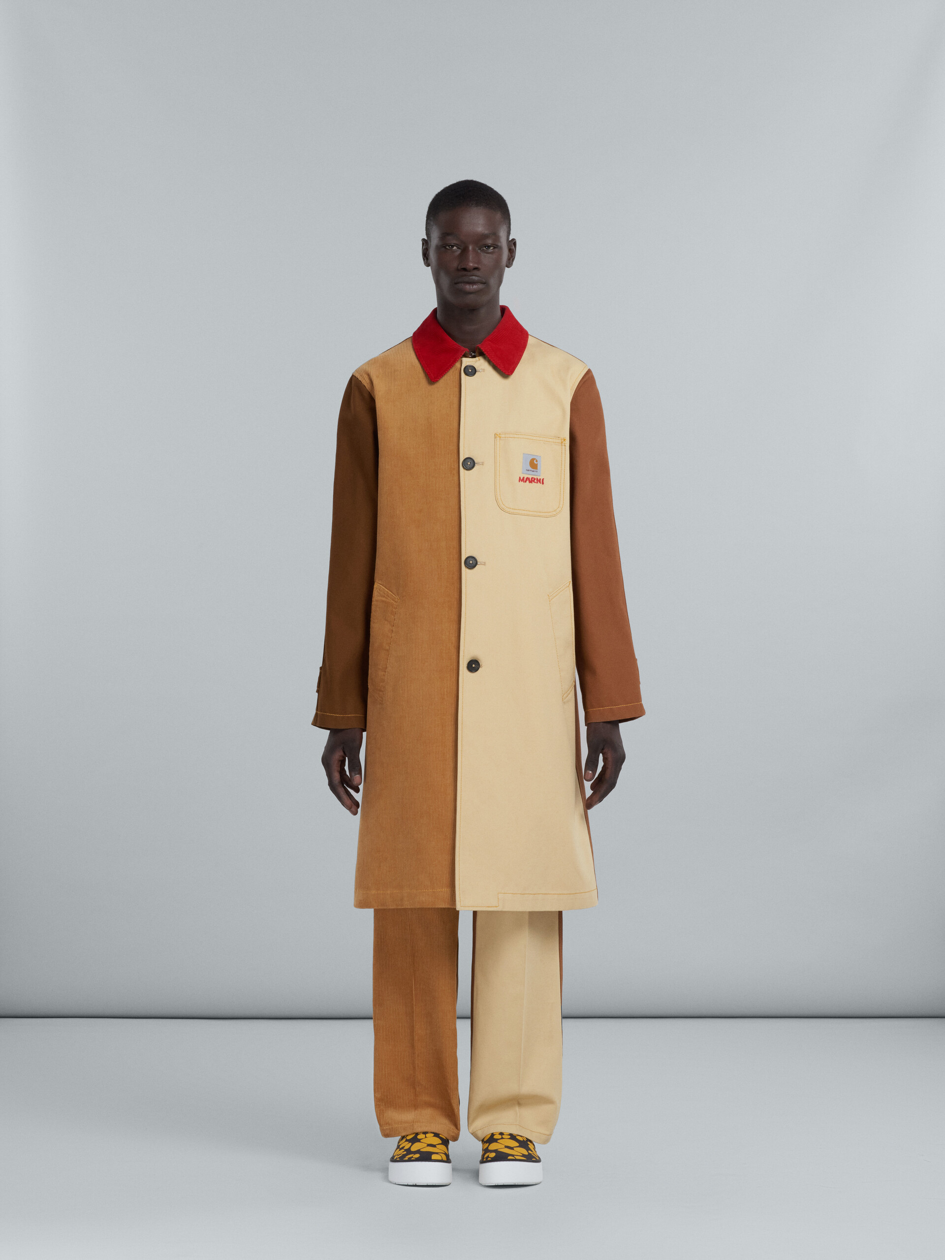 MARNI x CARHARTT WIP - brown colour-block coat - Coats - Image 2
